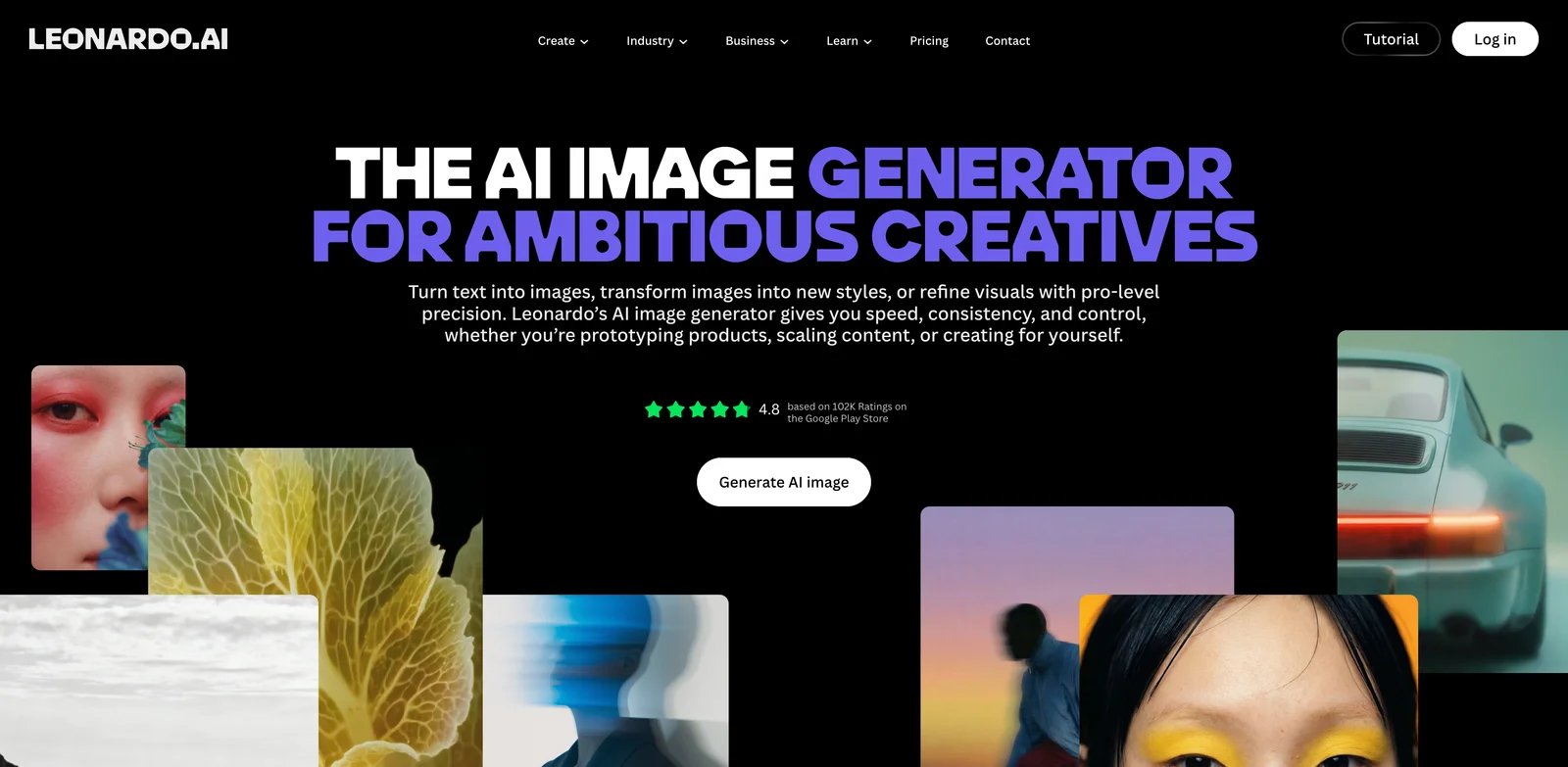 Leonardo AI interface showing image generation, editing, and model training workspace