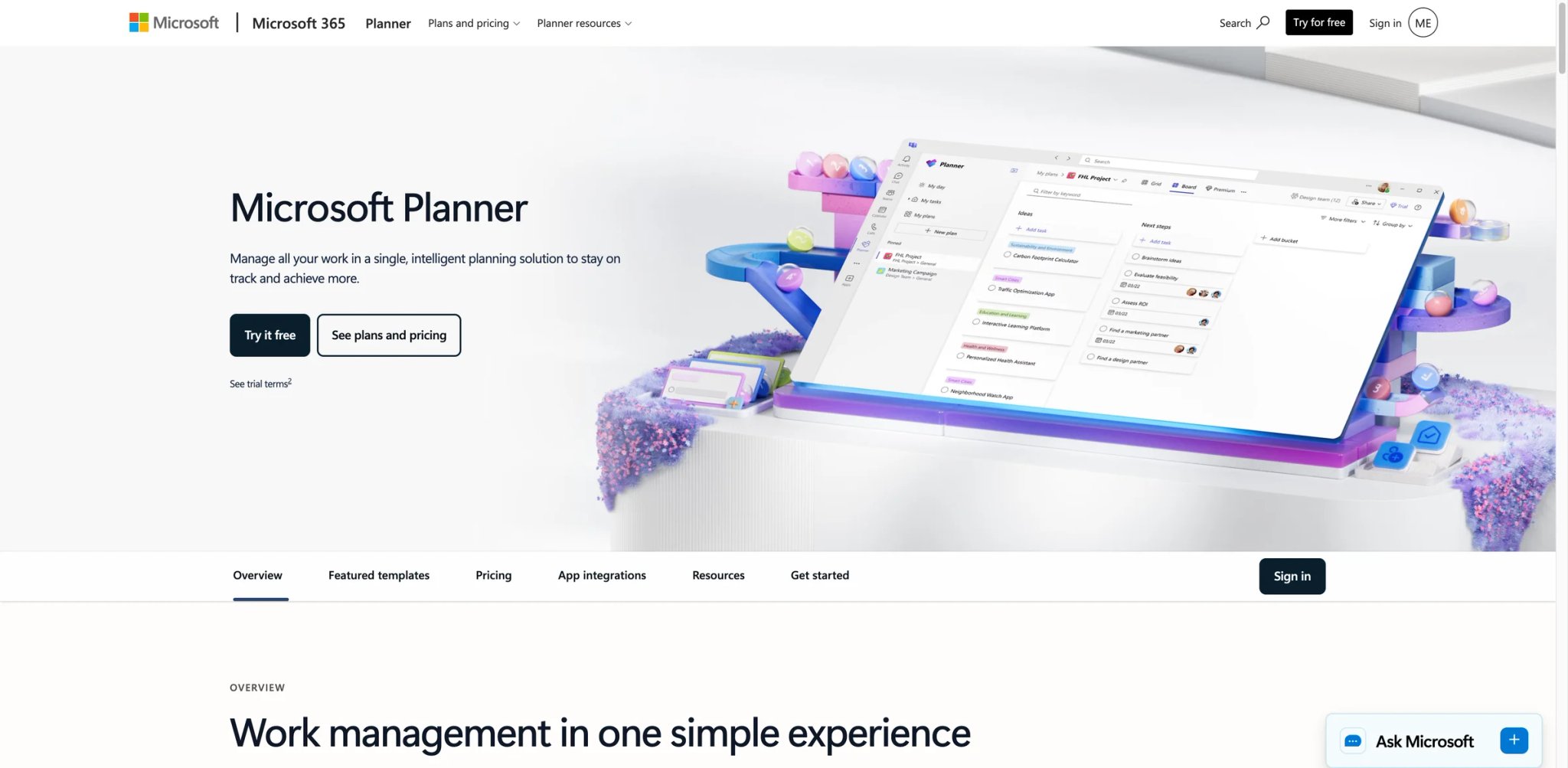 Microsoft Planner interface showing kanban board inside Teams with assignments and Power Automate integration