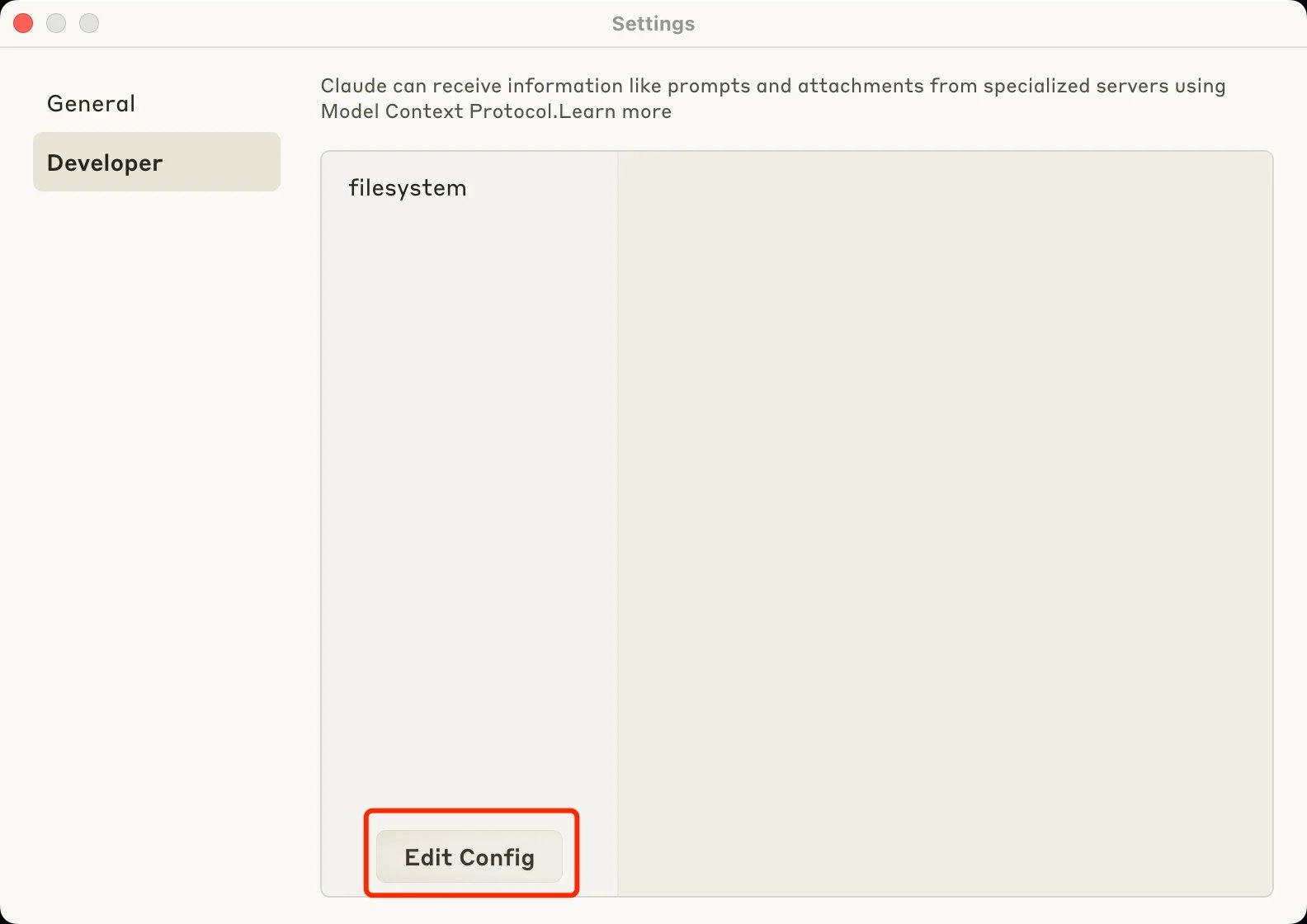 Claude Desktop Developer Settings