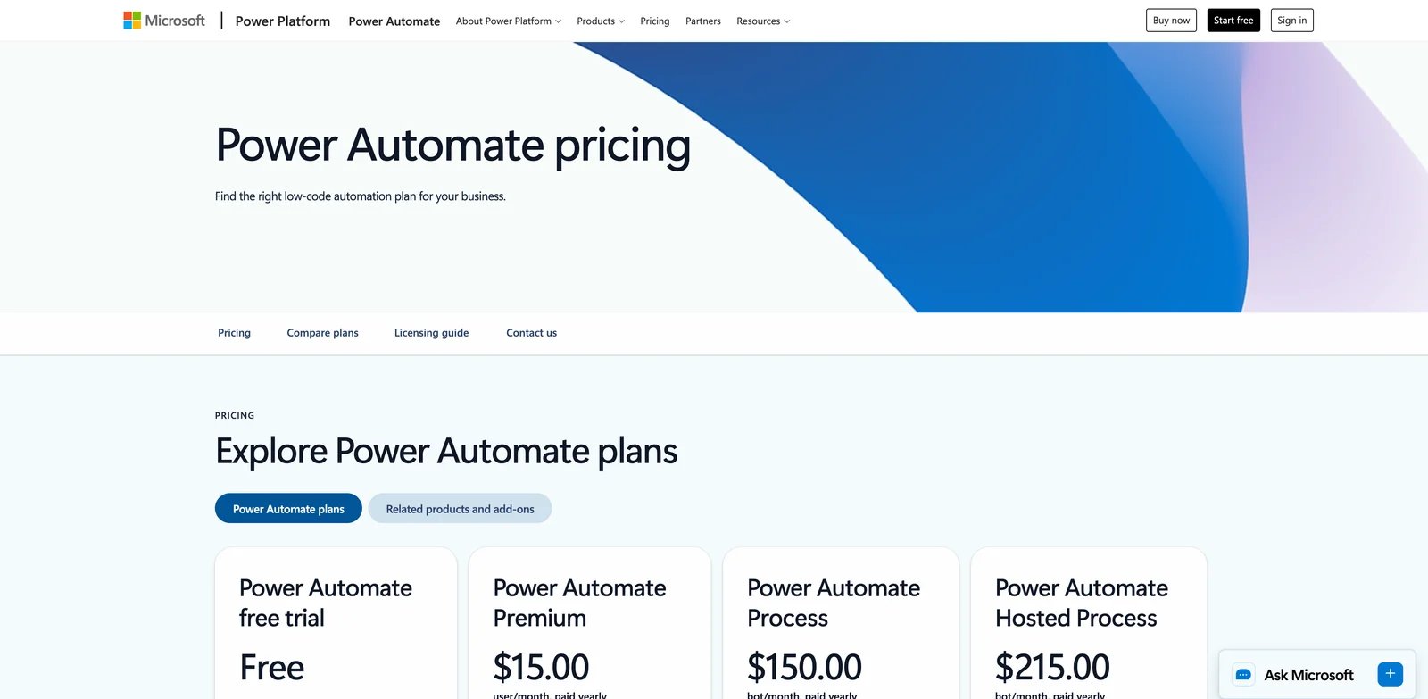 Microsoft Power Automate interface showing a cloud flow designer with Microsoft 365 connectors, approvals, and desktop flow options