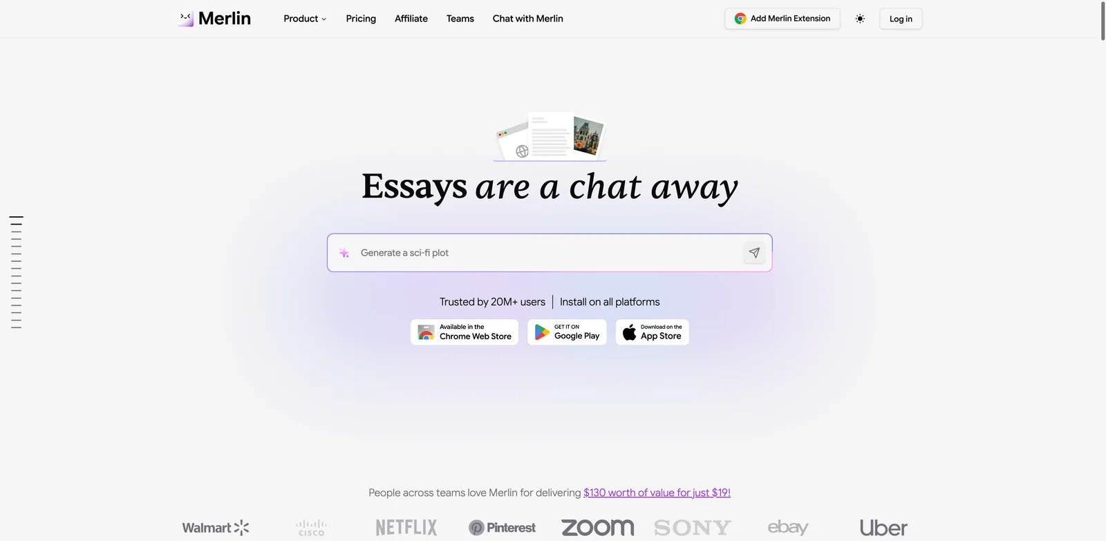 Merlin AI interface showing cross-site research assistant