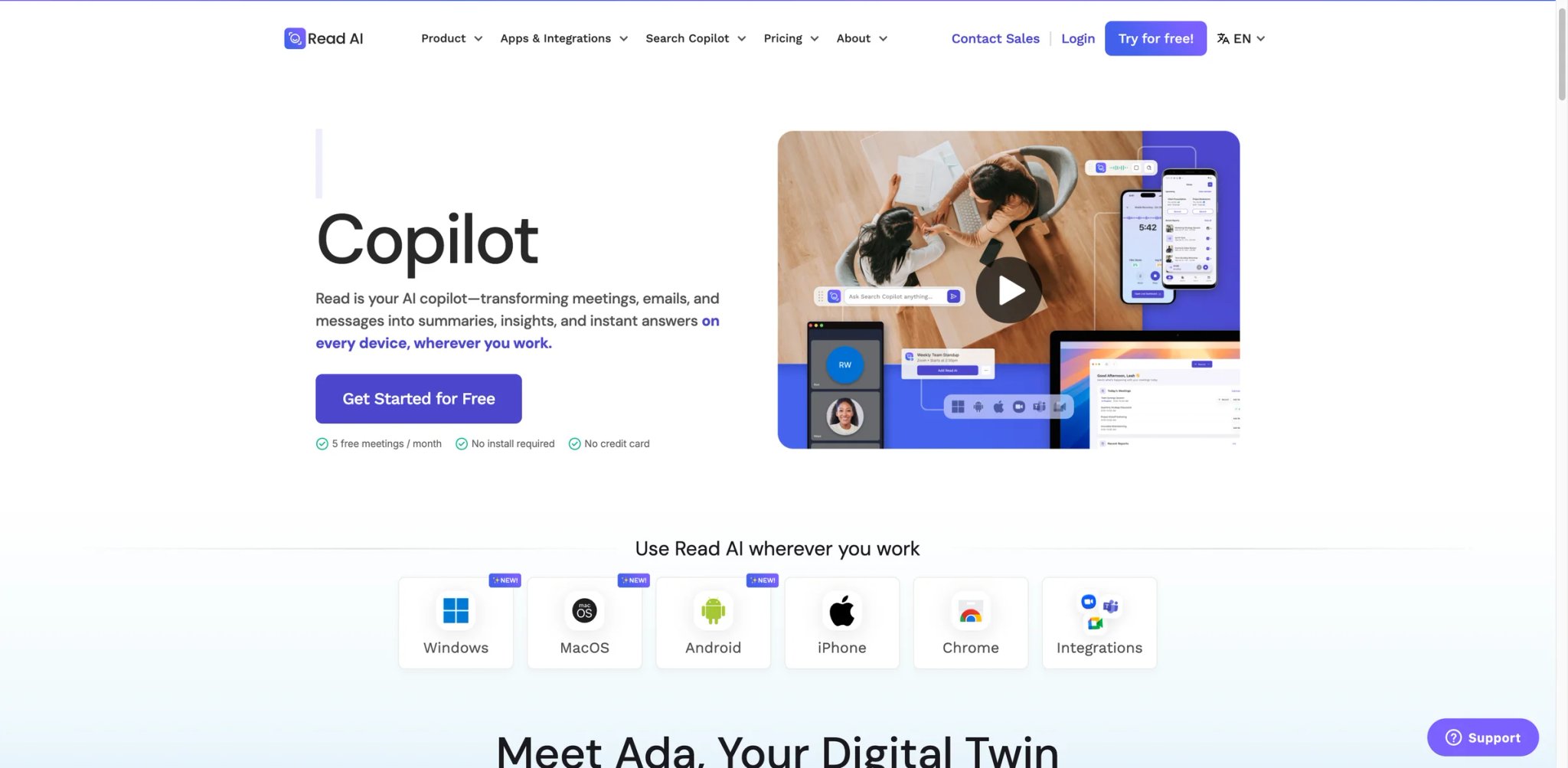 Read AI interface showing meeting engagement scores and analytics dashboard