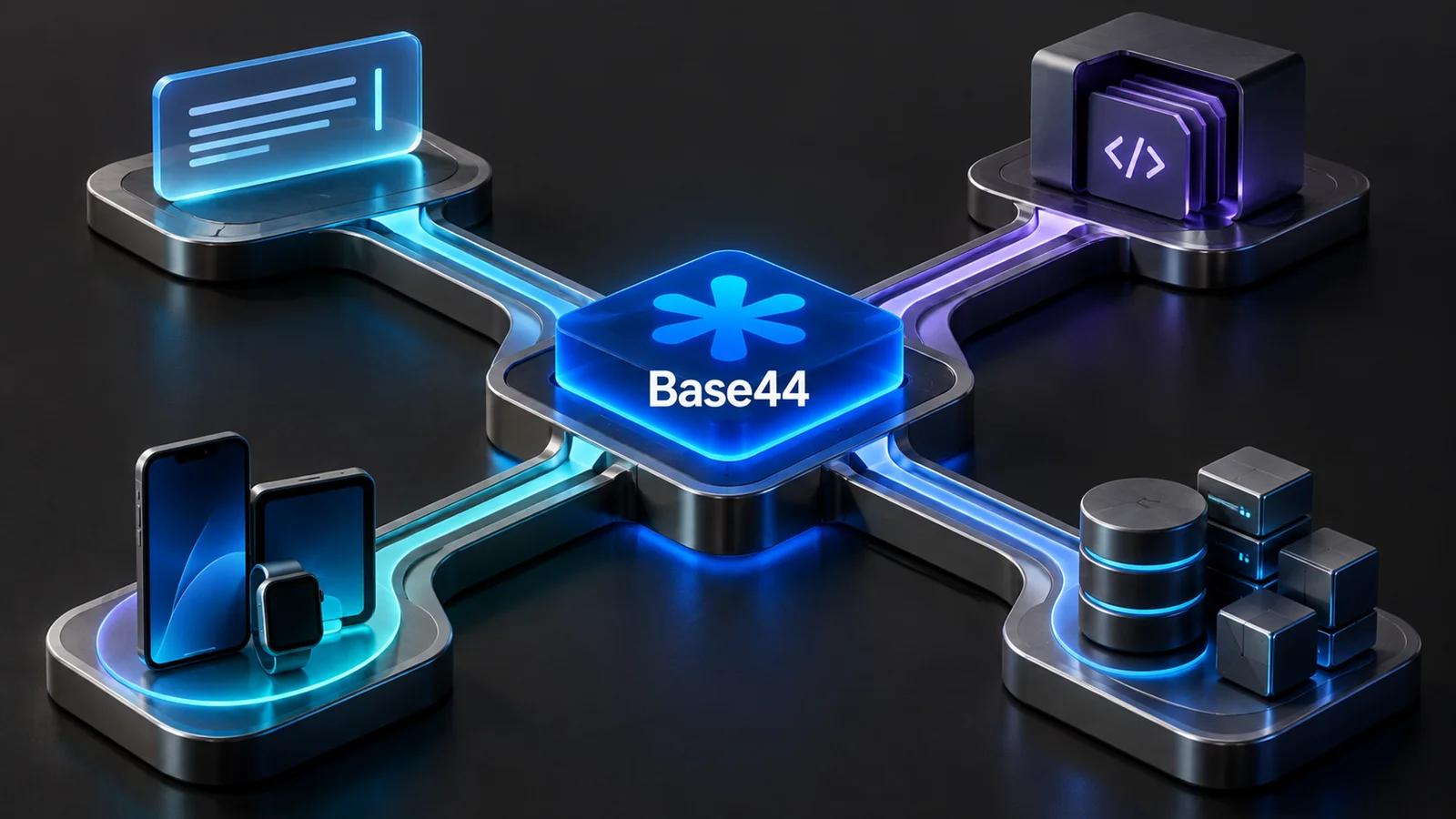 A Base44 app branching into prompt-led, repository-first, mobile, and self-managed replacement routes