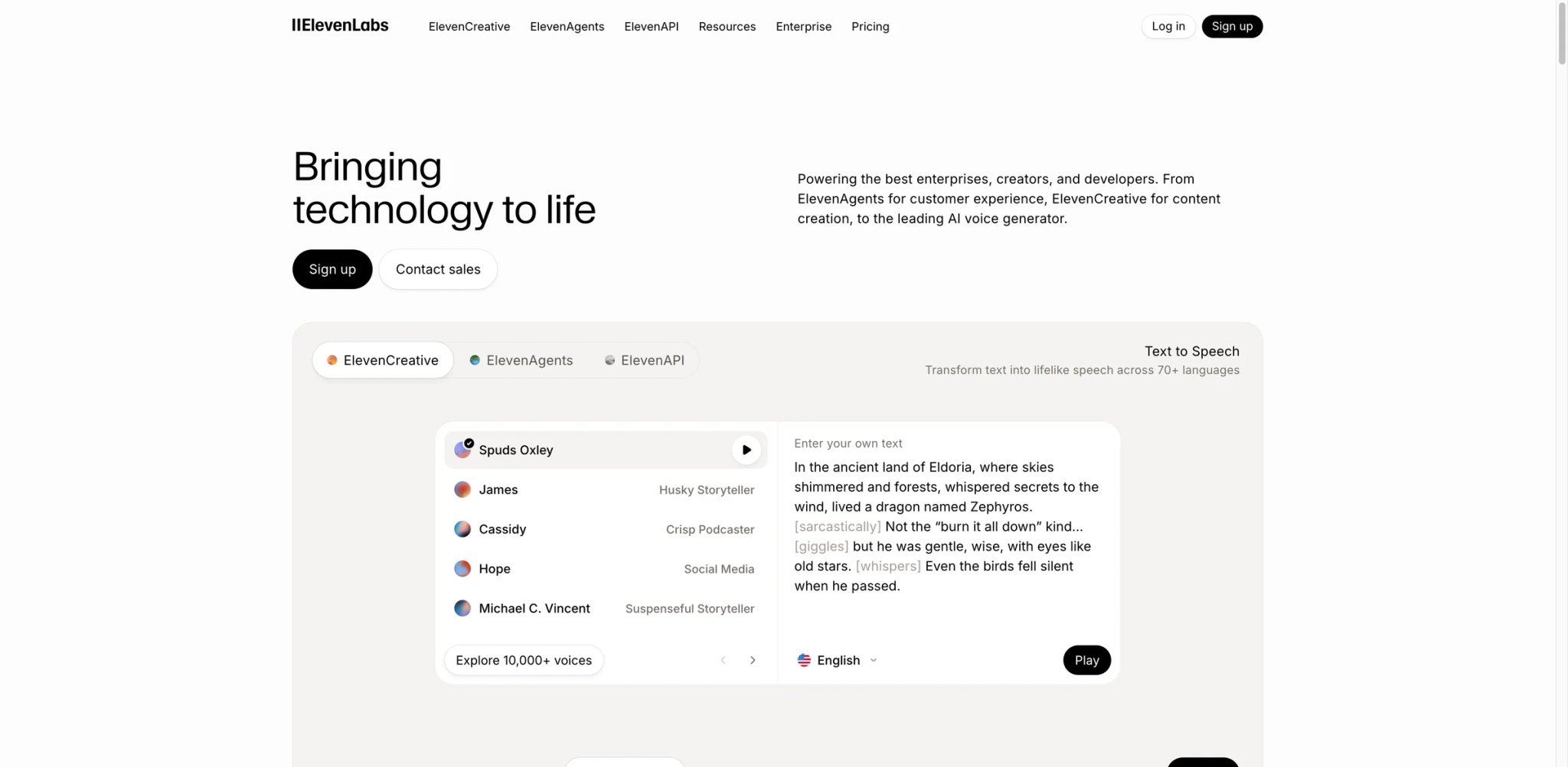 ElevenLabs interface showing voice synthesis and cloning