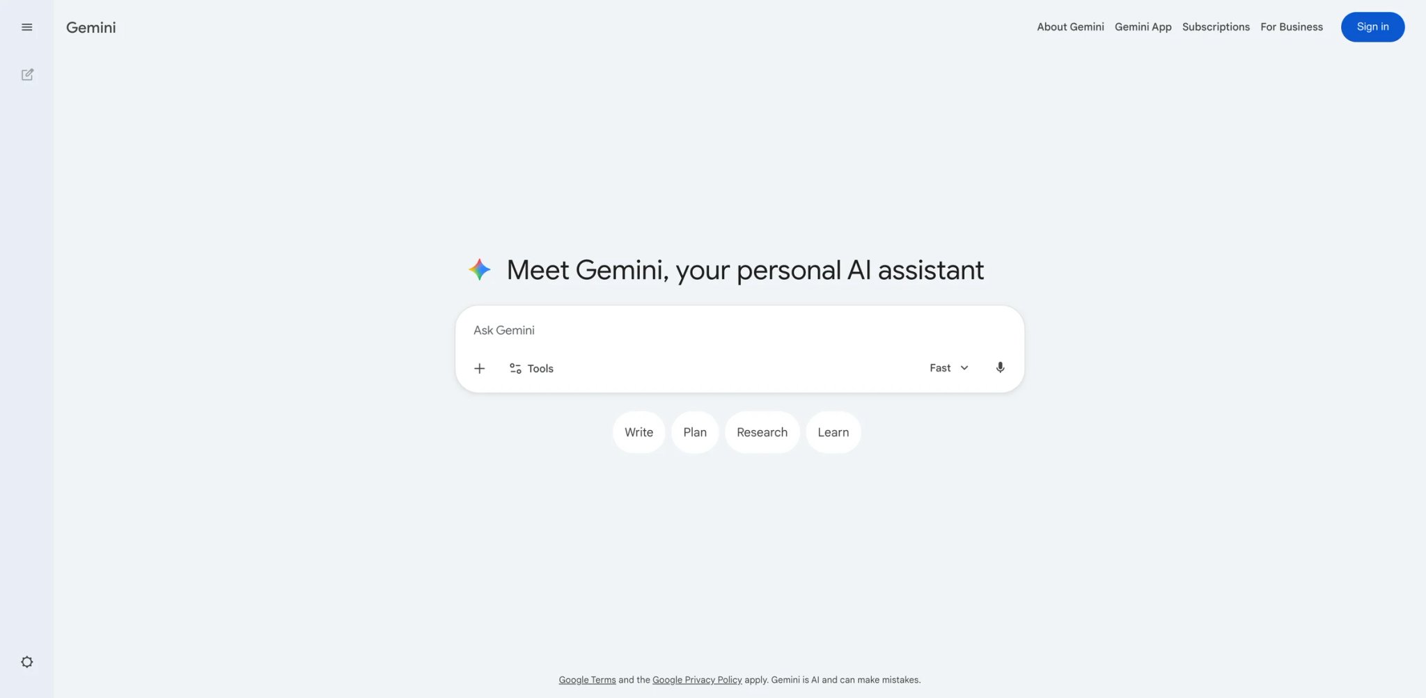 Gemini interface showing Google ecosystem integration