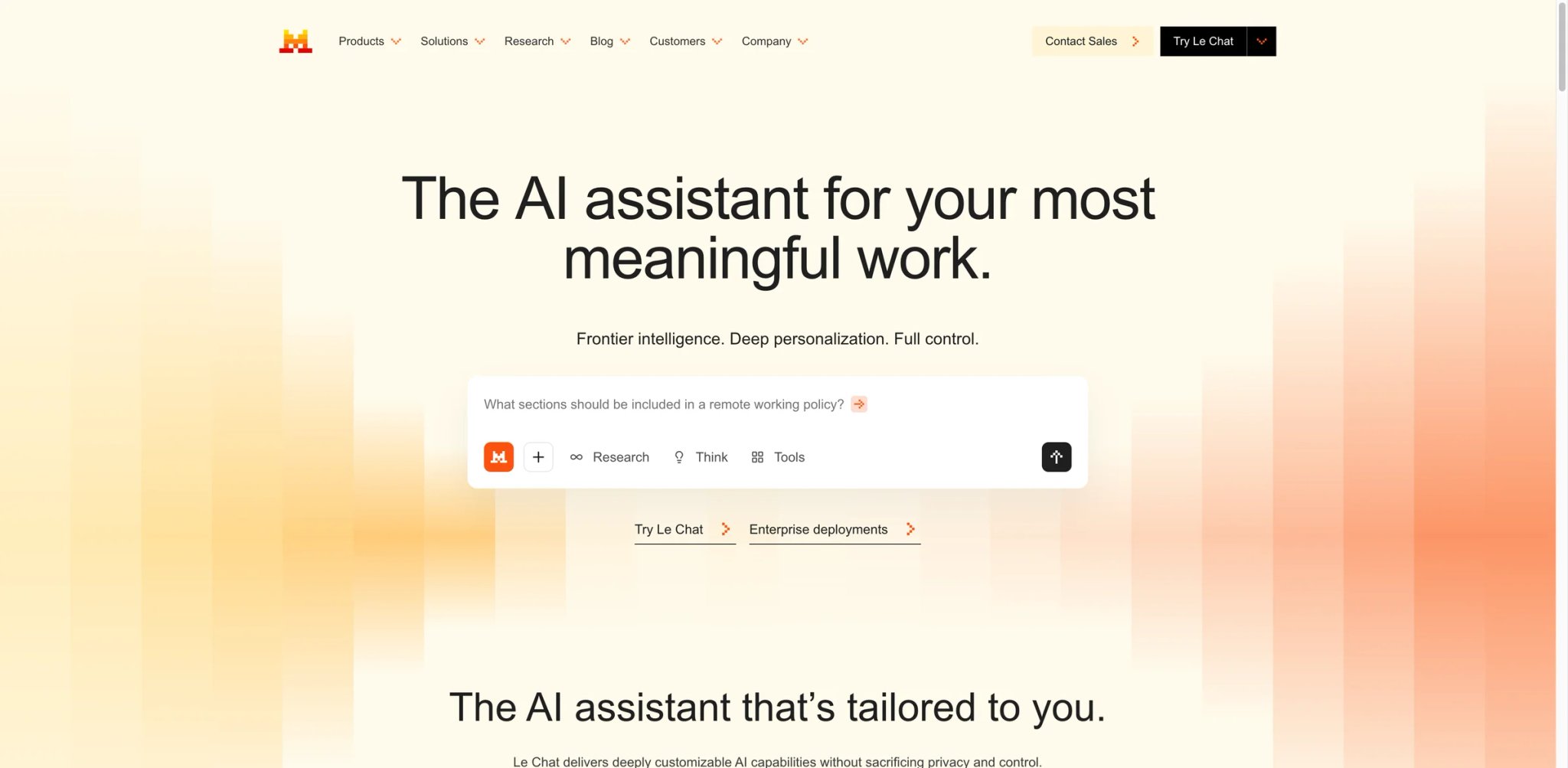 Le Chat interface showing privacy-first AI assistant