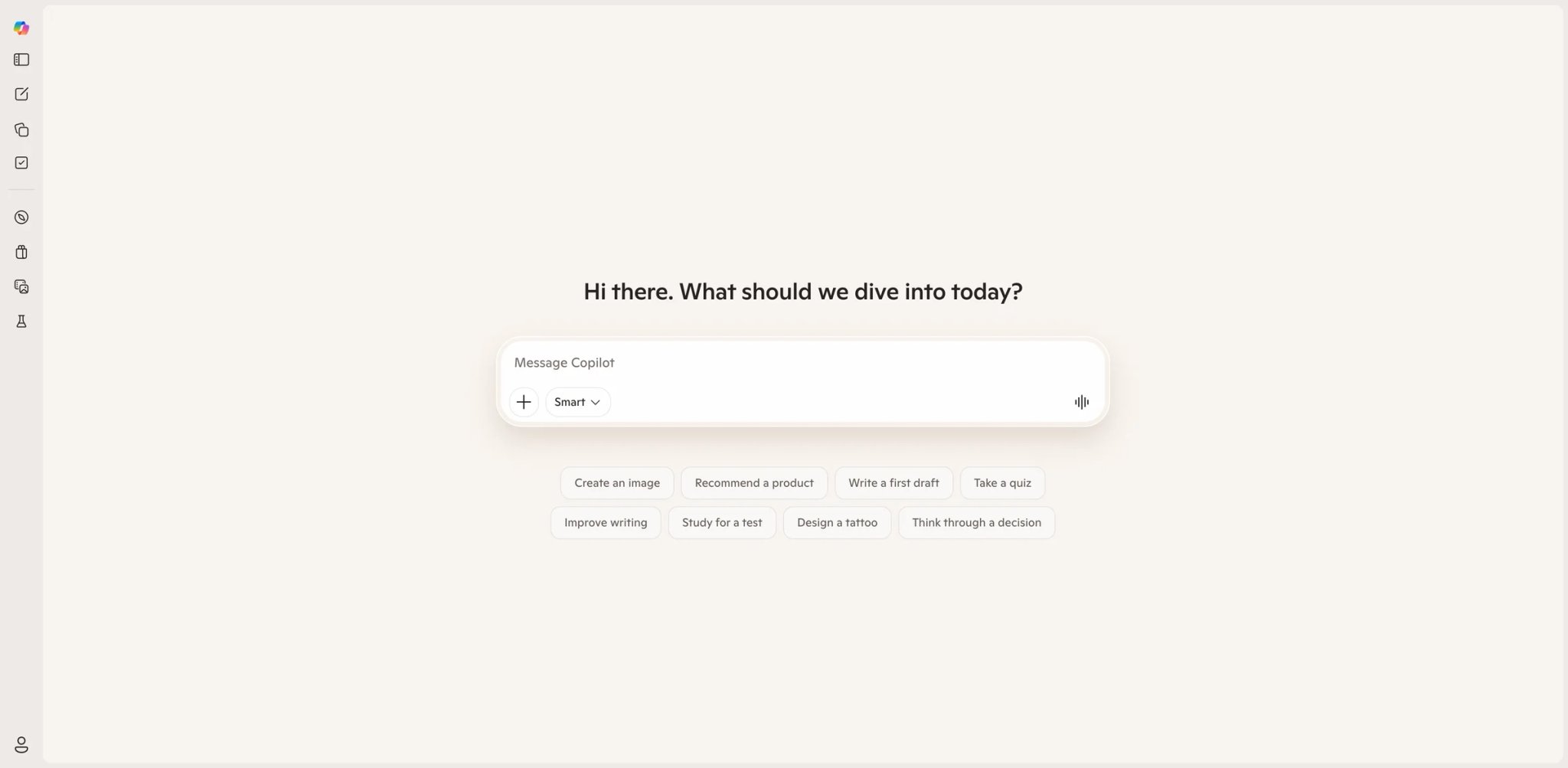 Microsoft Copilot interface showing productivity features