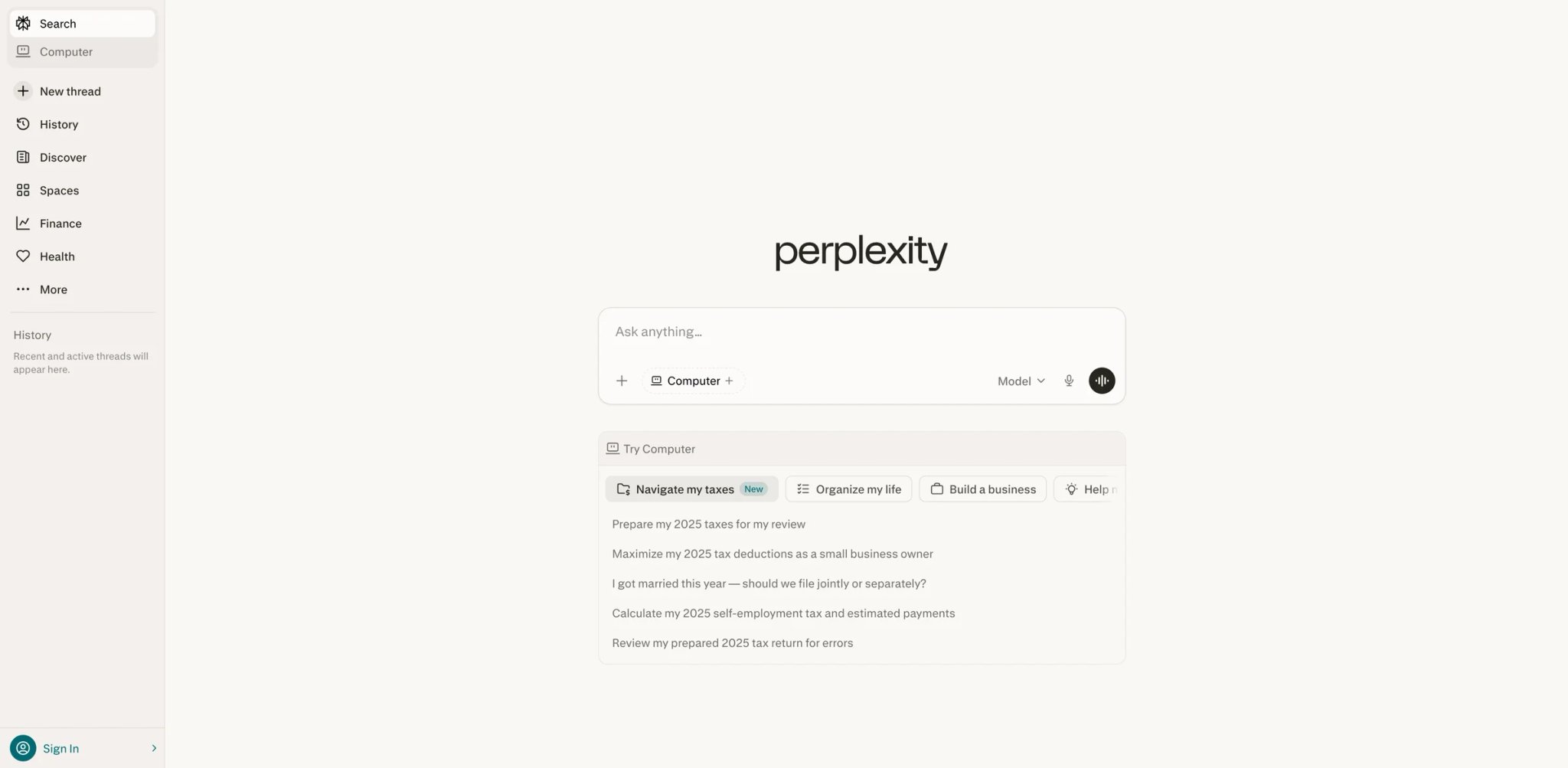 Perplexity interface showing AI-powered research with citations