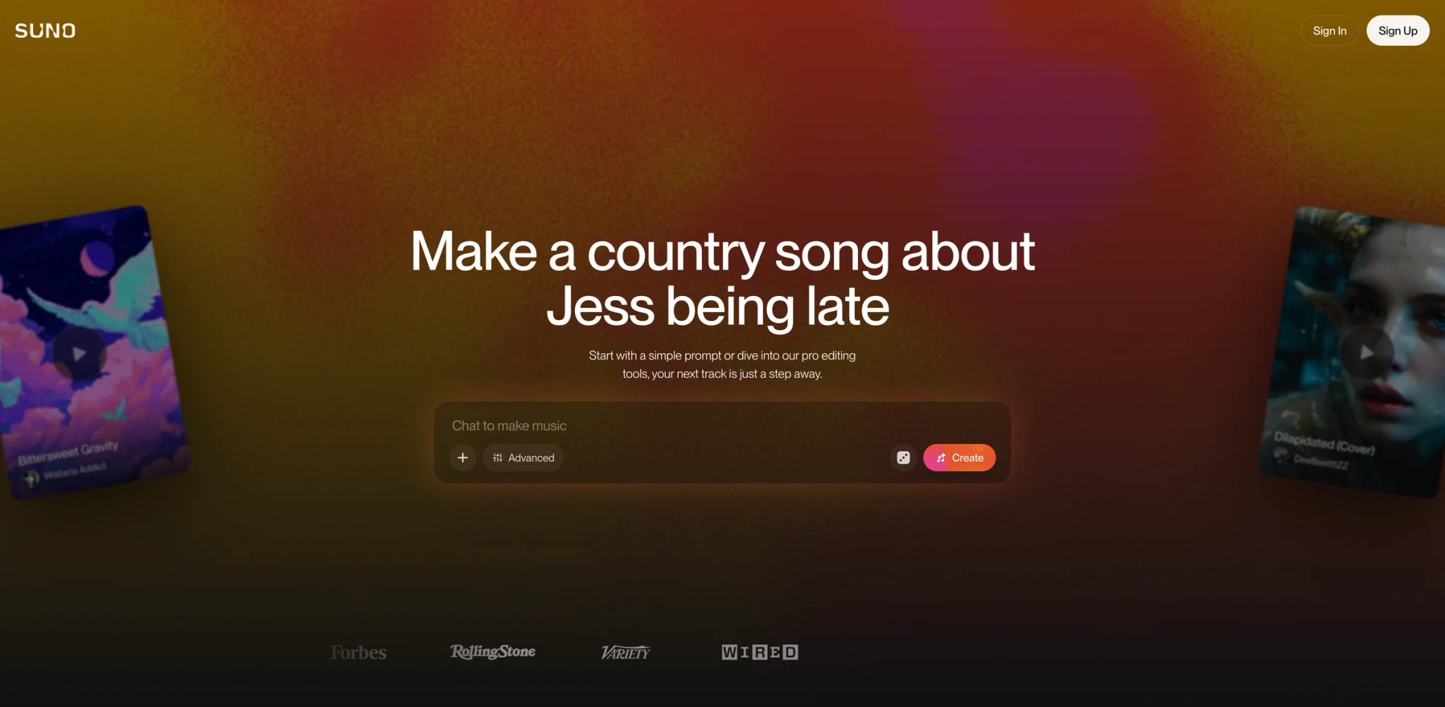 Suno interface showing AI music generation