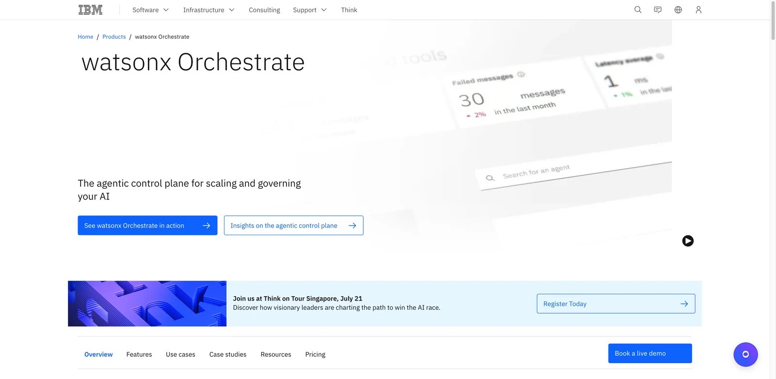IBM watsonx Orchestrate interface showing enterprise agent orchestration