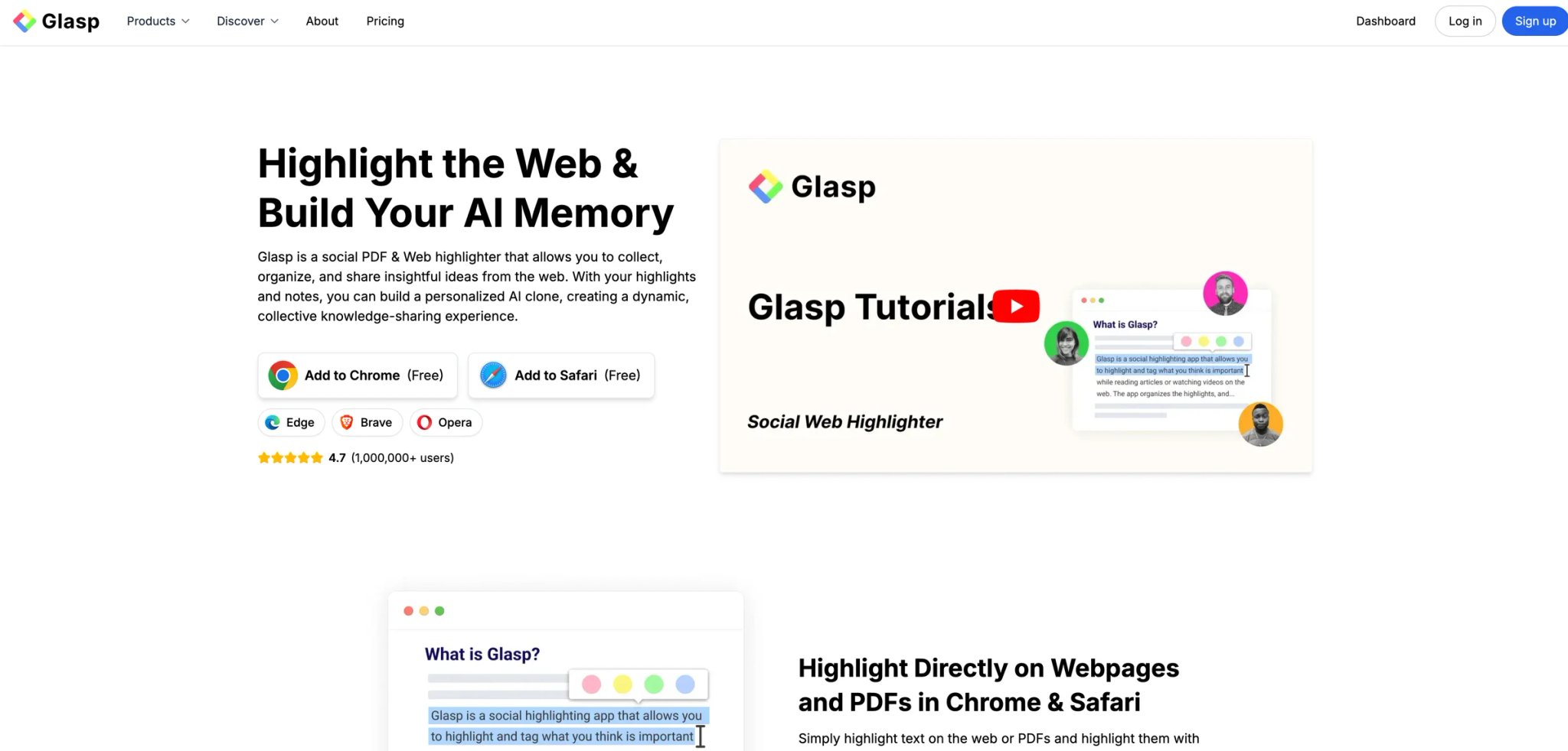 Glasp interface showing social highlighting and notes