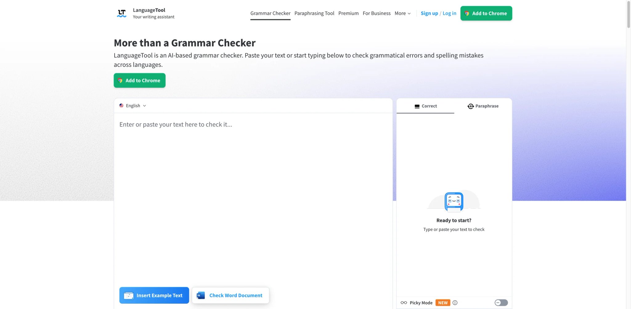 LanguageTool interface showing multi-language grammar check