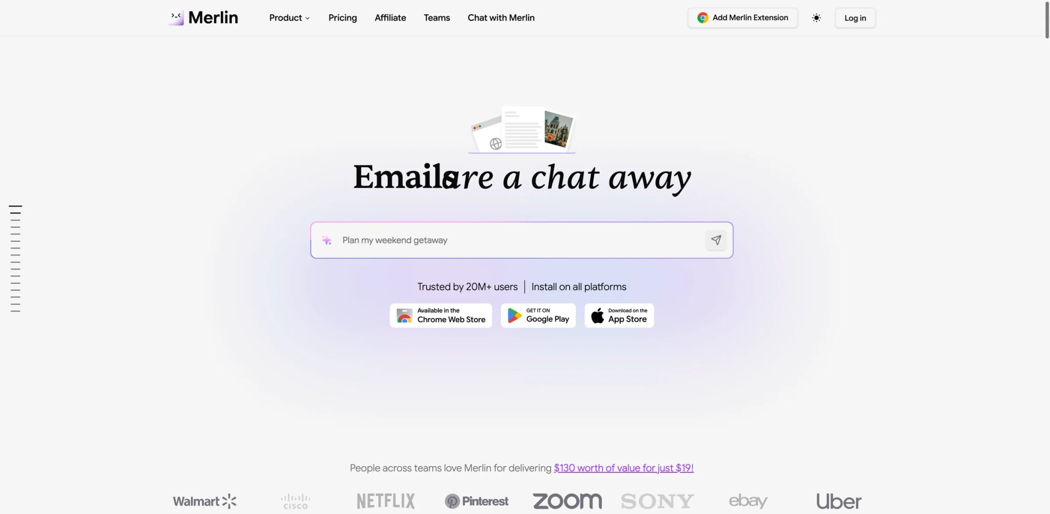 Merlin AI interface showing all-in-one toolbox sidebar