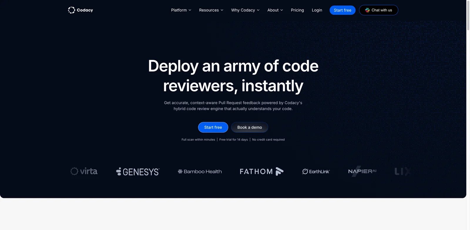 Codacy AI Reviewer interface showing deterministic analysis and AI reasoning