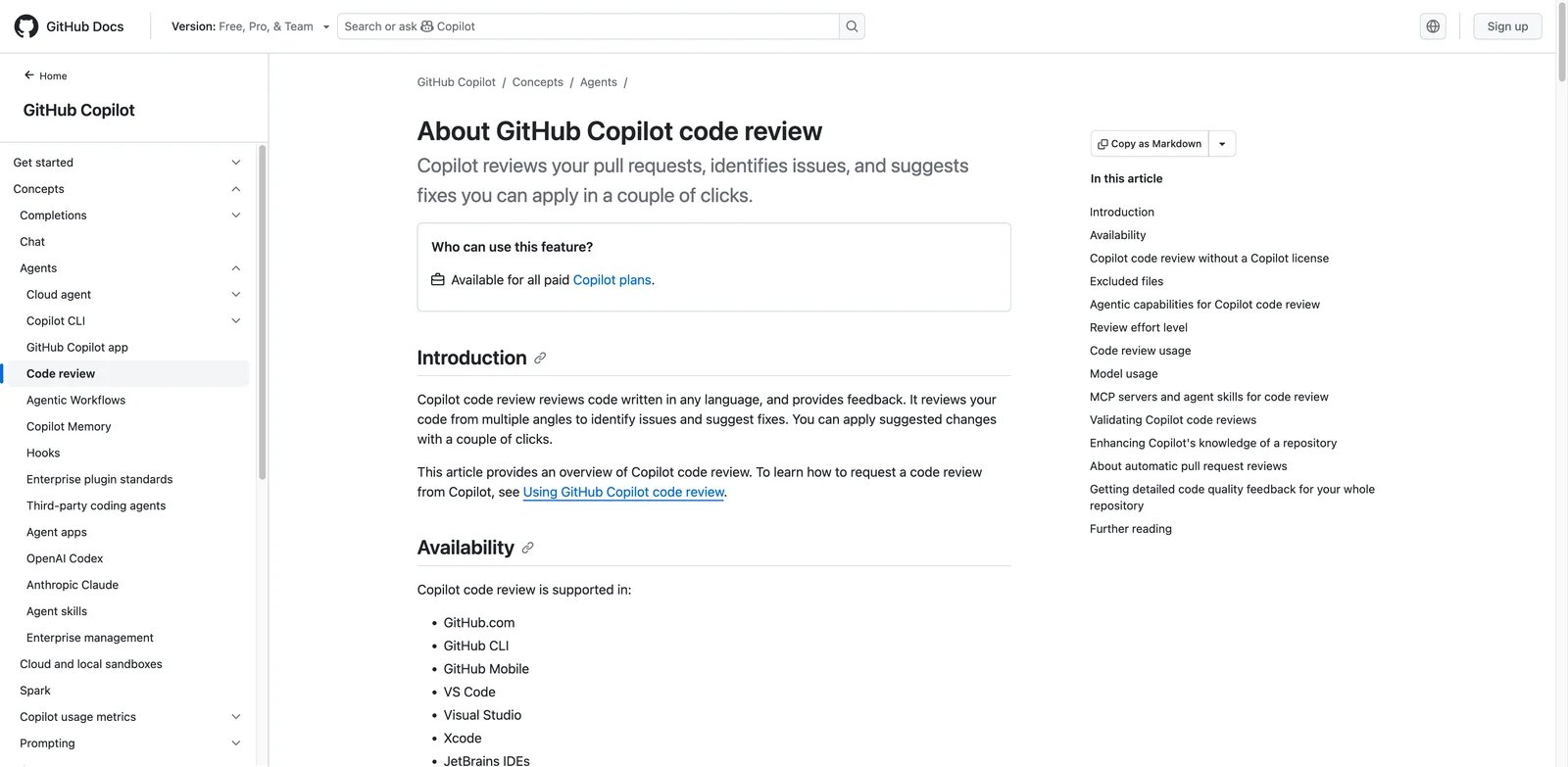 GitHub Copilot Code Review interface showing native GitHub PR feedback