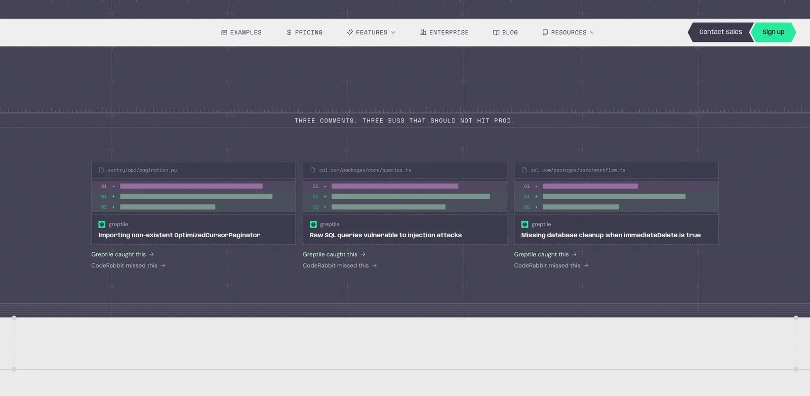 Greptile interface showing full repository AI code review