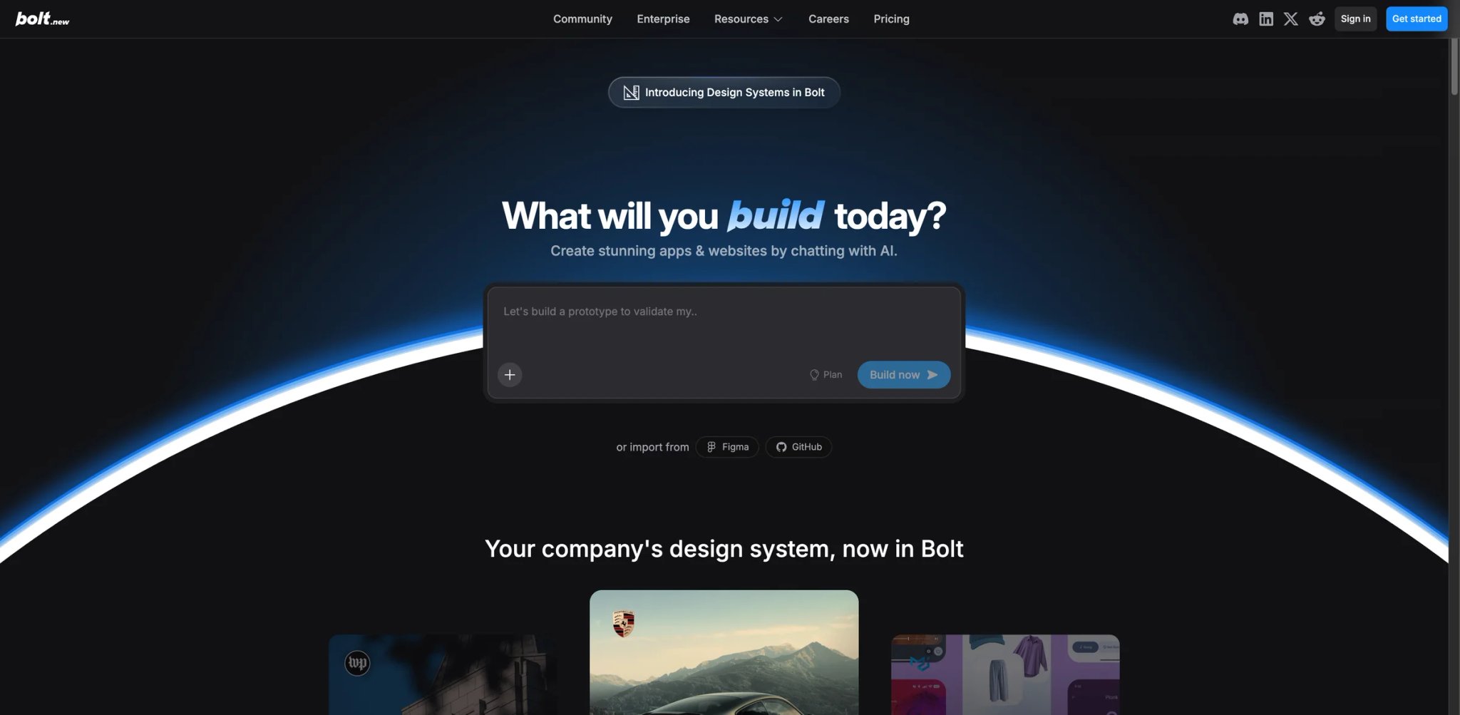 Bolt.new interface showing in-browser app generation