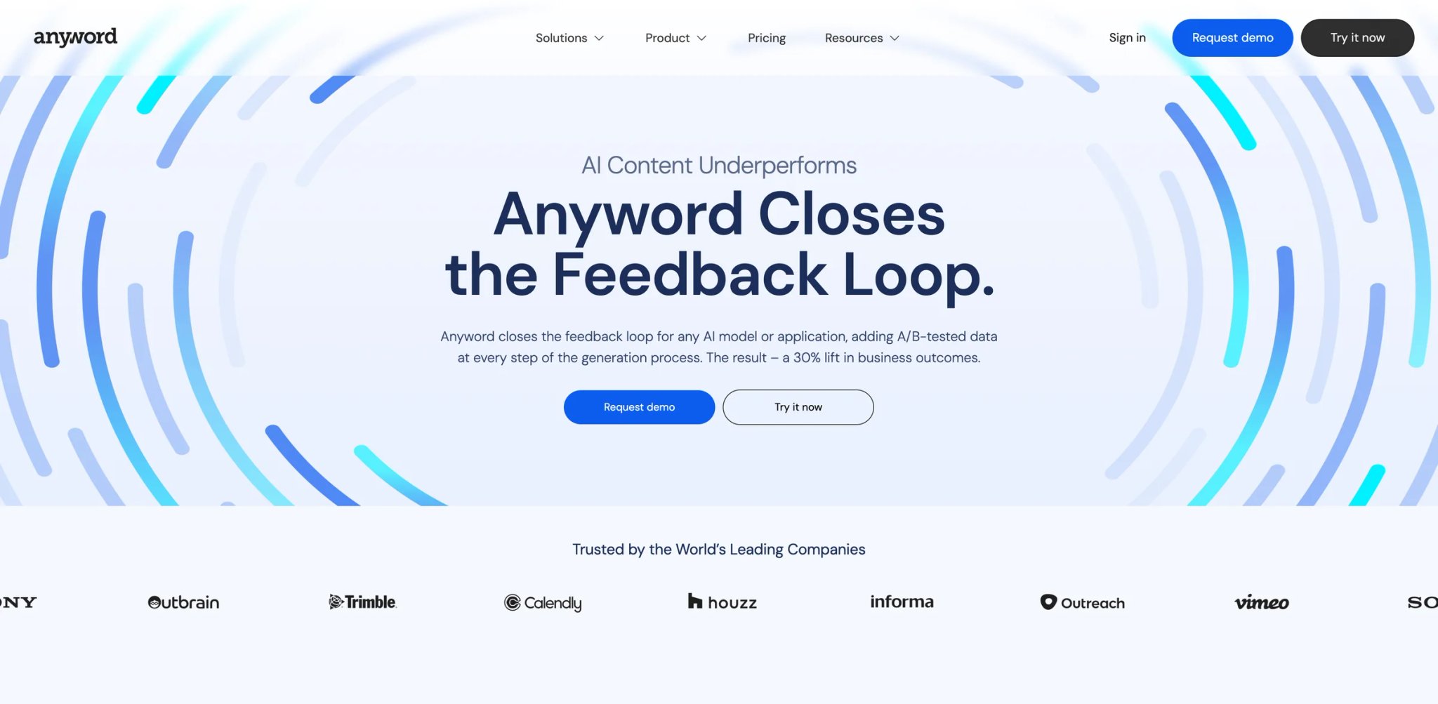 Anyword interface showing predictive ad copy scoring