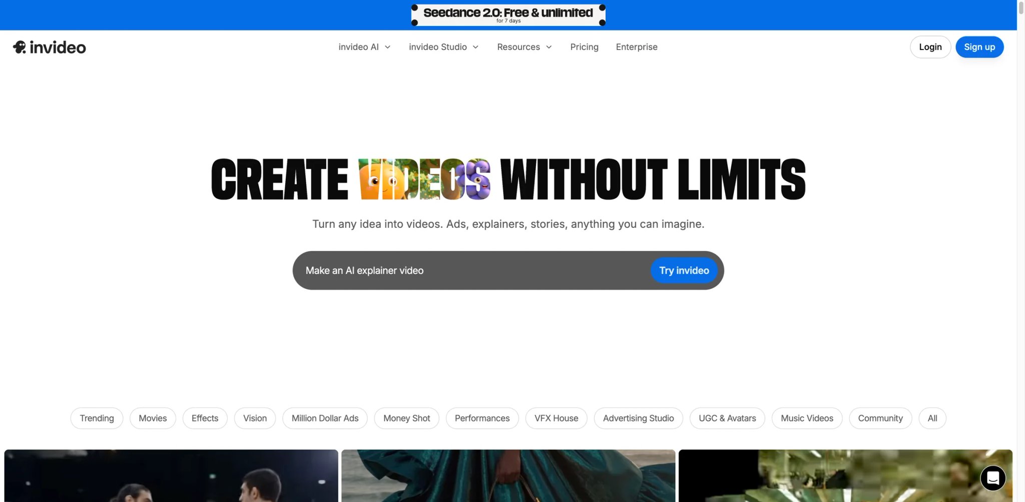 InVideo interface showing prompt-to-video generation