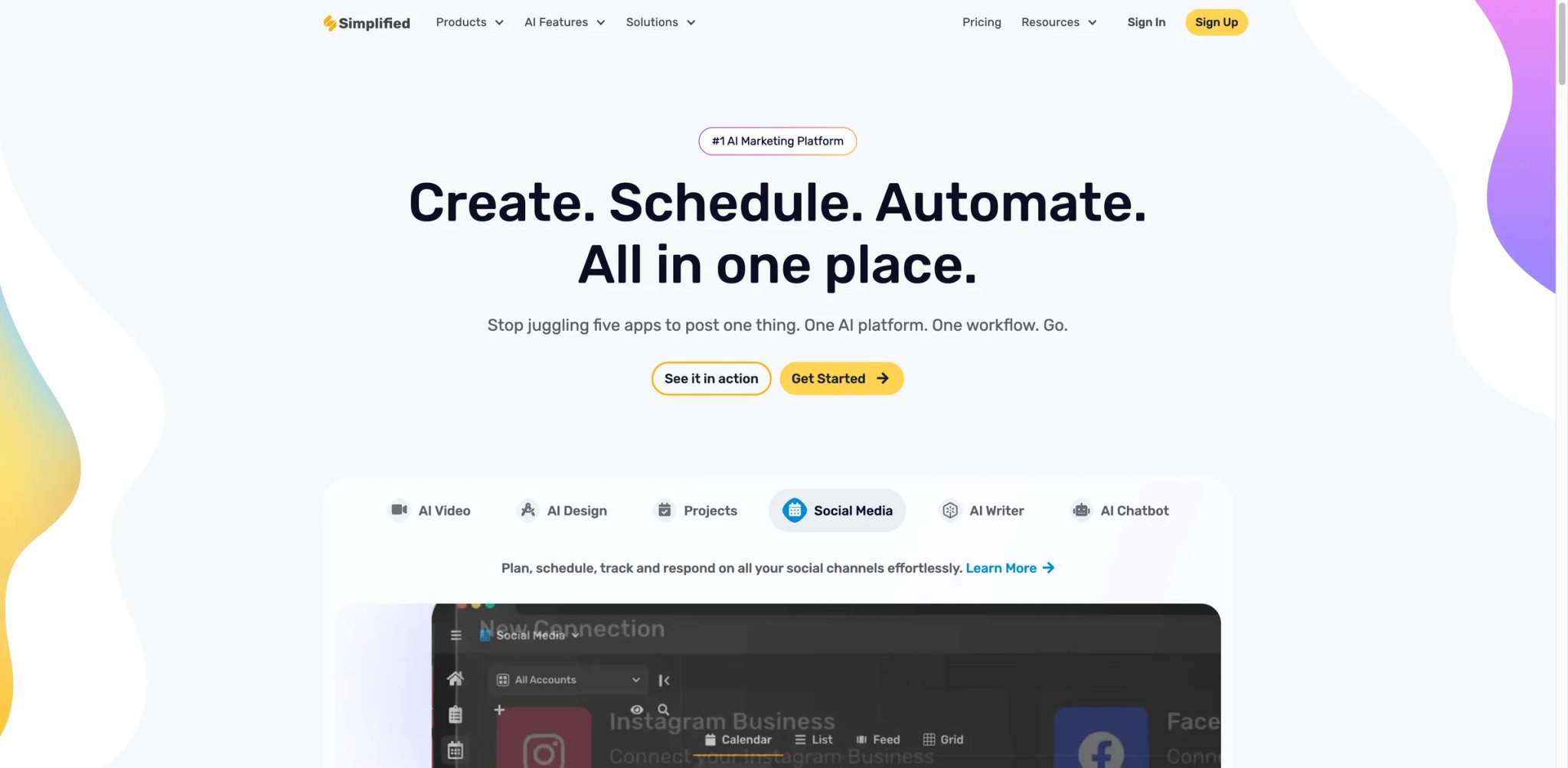 Simplified interface showing all-in-one content suite