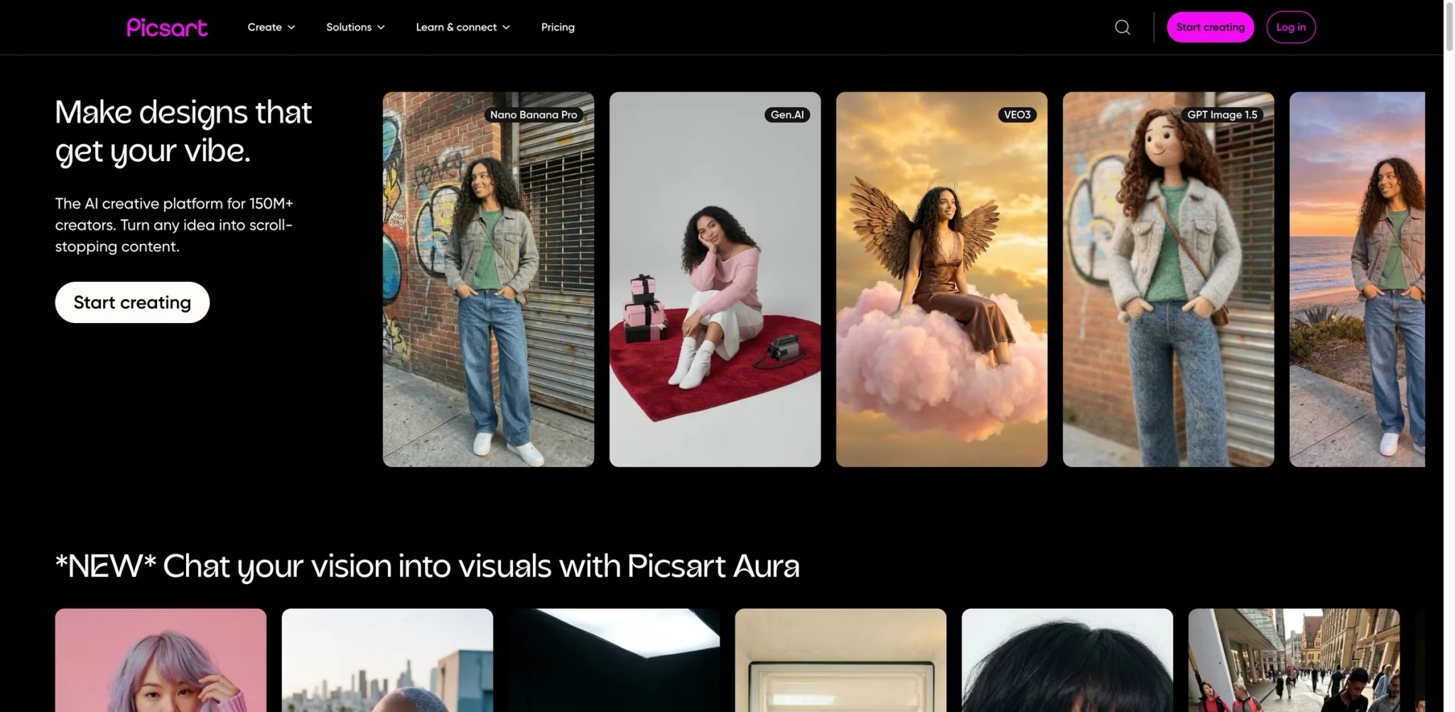 Picsart interface showing AI photo editing tools