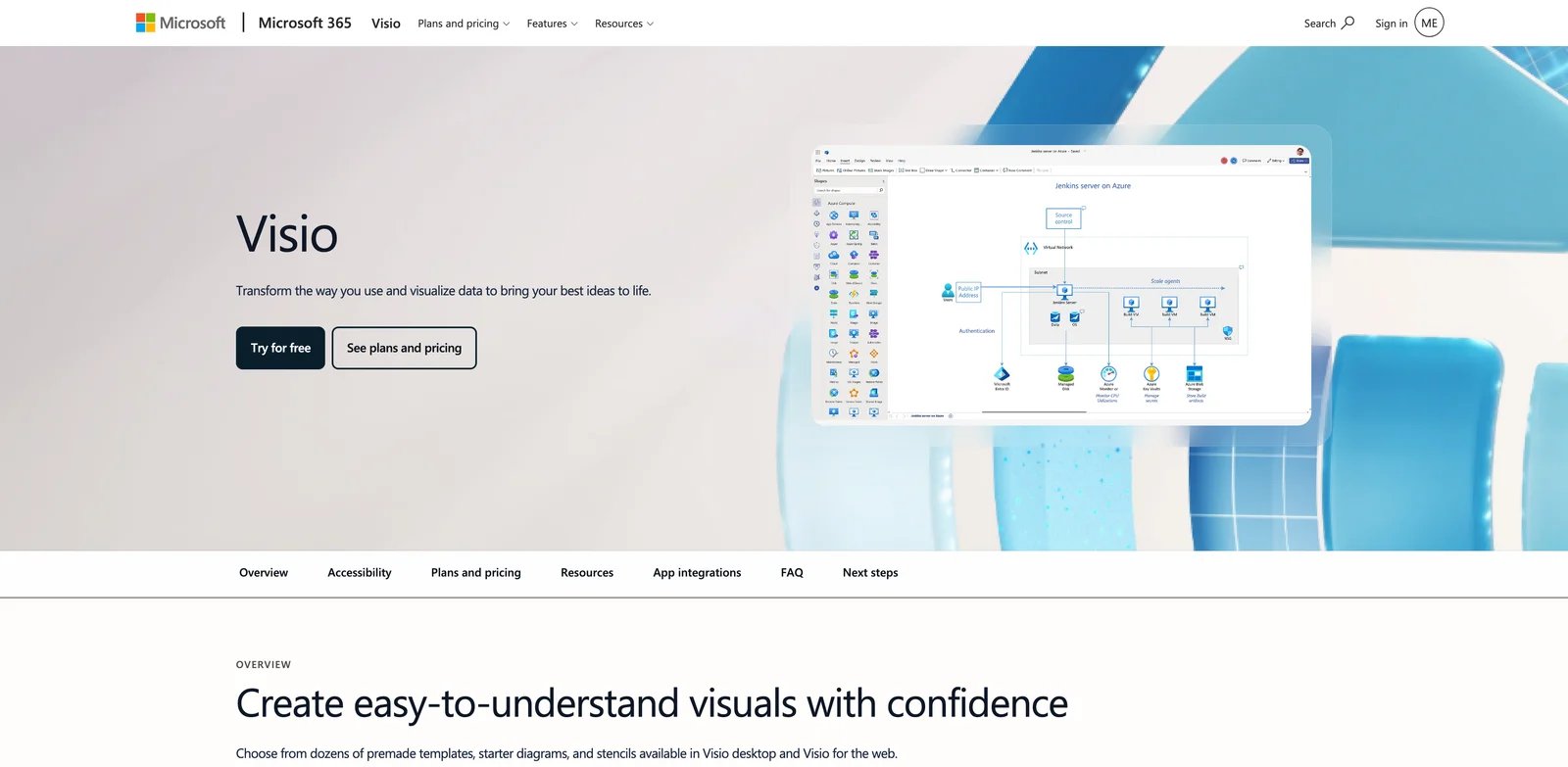 Microsoft Visio interface showing professional diagramming workflow