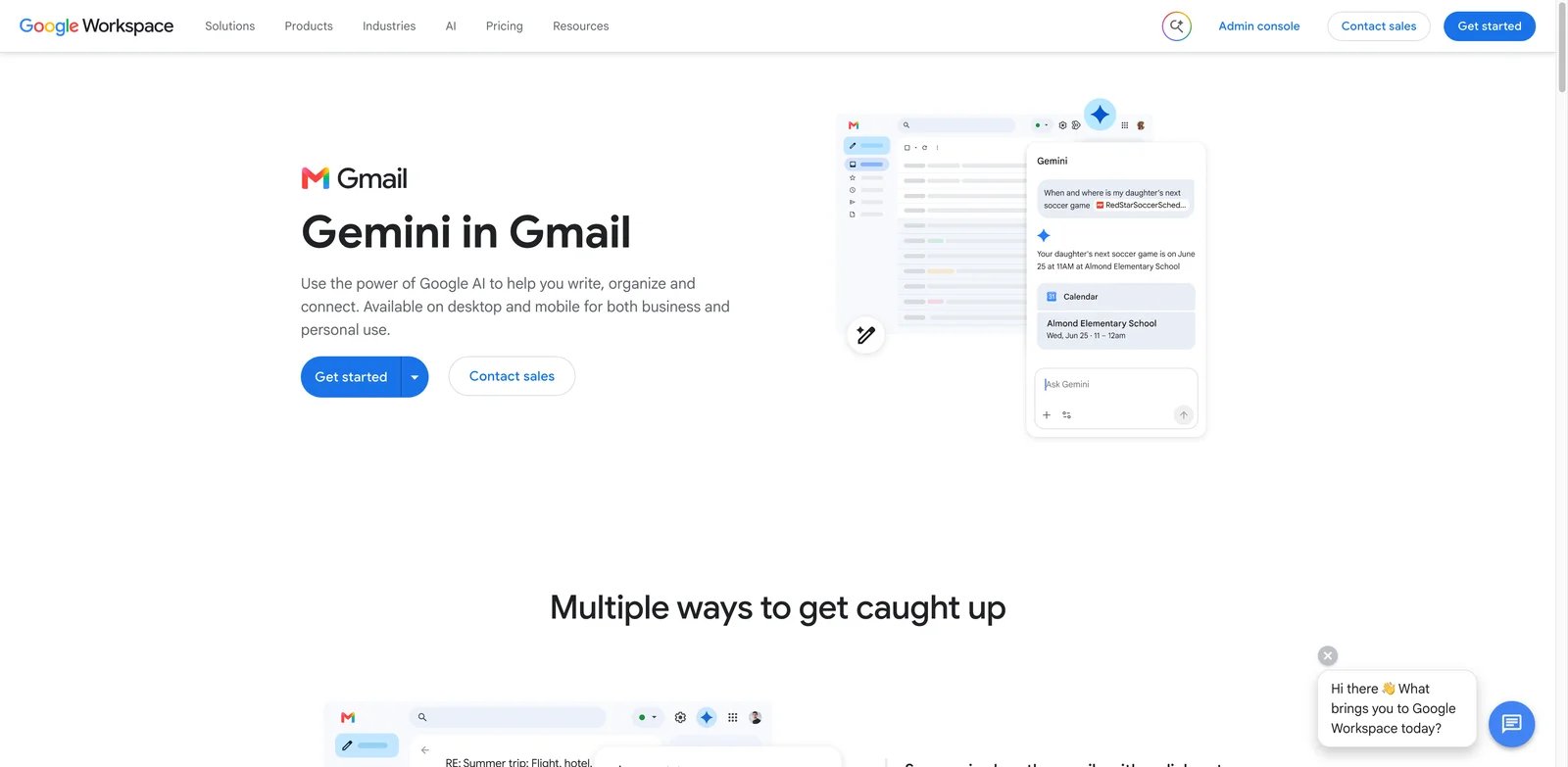Gemini in Gmail interface showing AI reply and inbox search