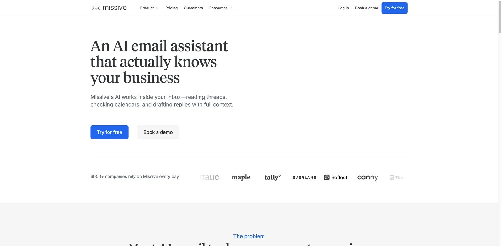 Missive interface showing collaborative AI email assistant tools