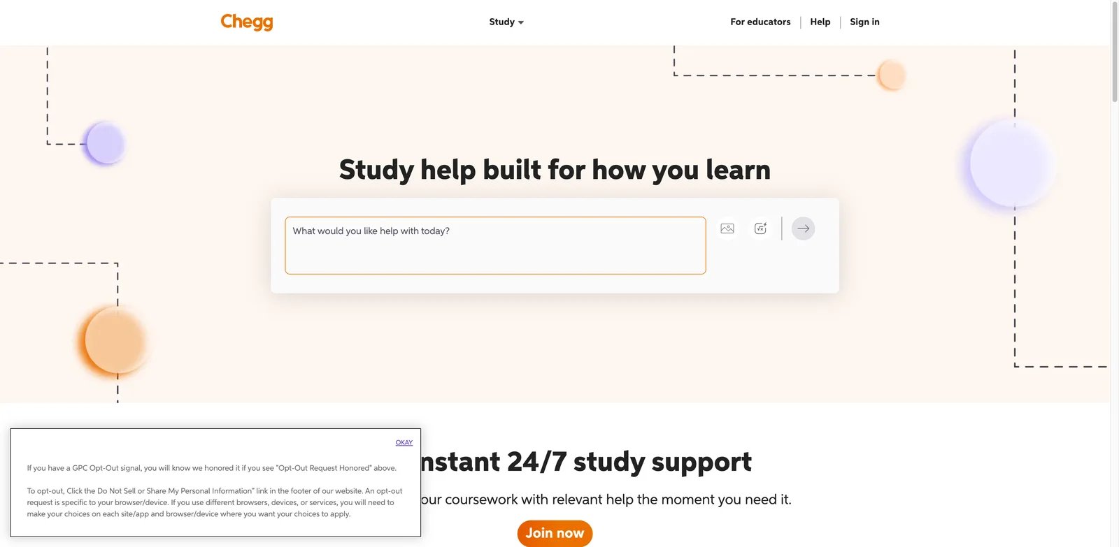 Chegg Study interface showing textbook solutions and homework support