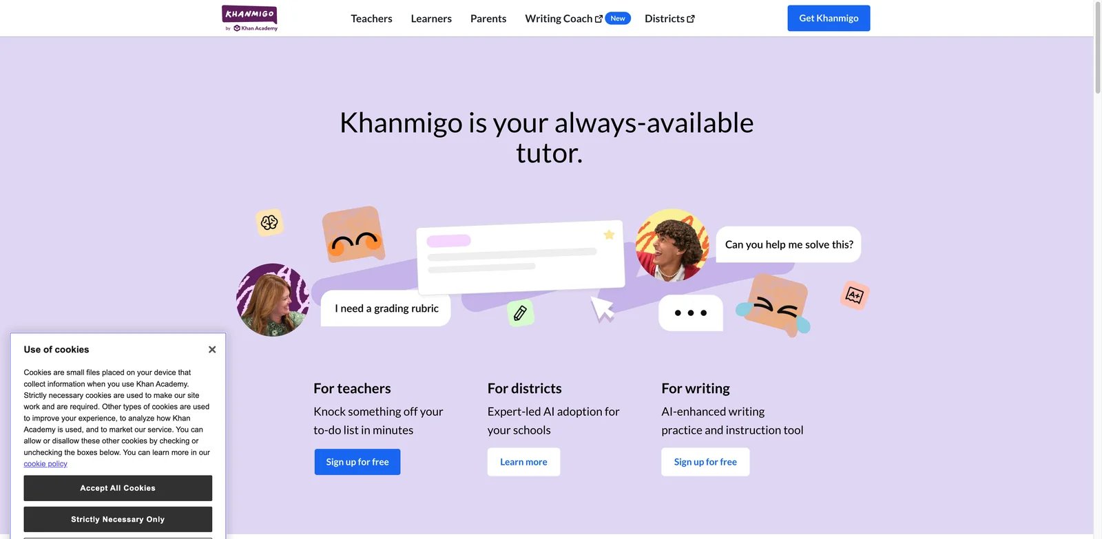 Khanmigo interface showing Socratic tutoring for a math concept