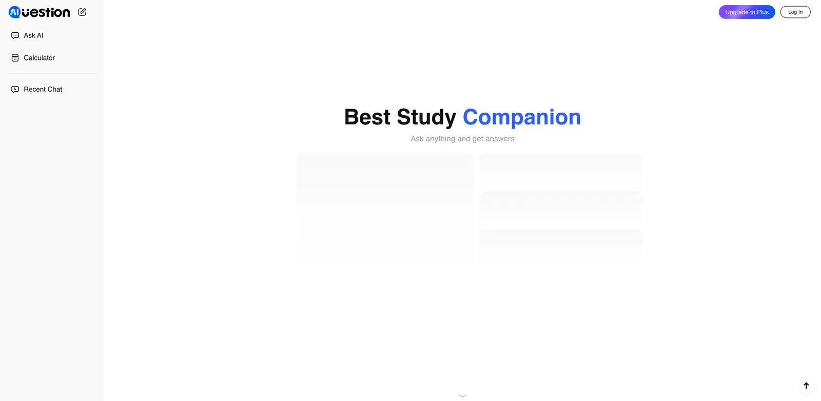 Question AI interface showing image upload for homework explanations