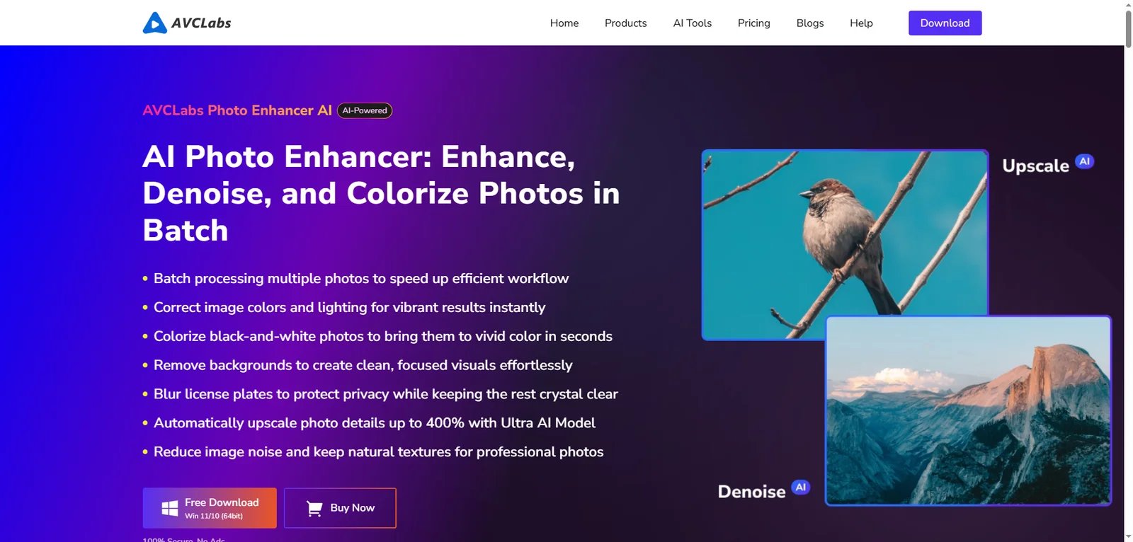 AVCLabs Photo Enhancer interface