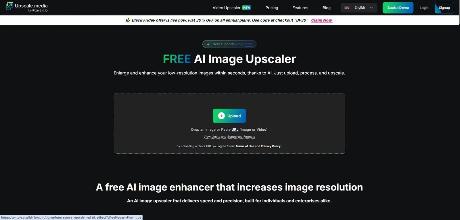 Upscale.media simple interface