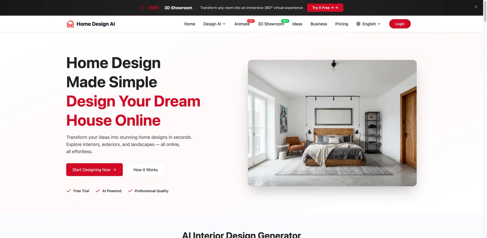 Home Design AI interface showing budget-tier redesign