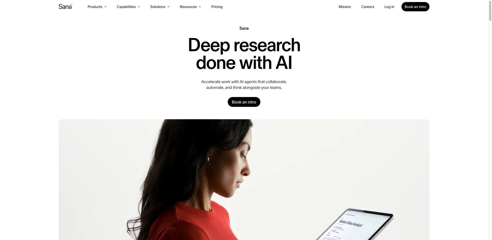 Sana AI interface showing connected enterprise knowledge and AI assistant workflows
