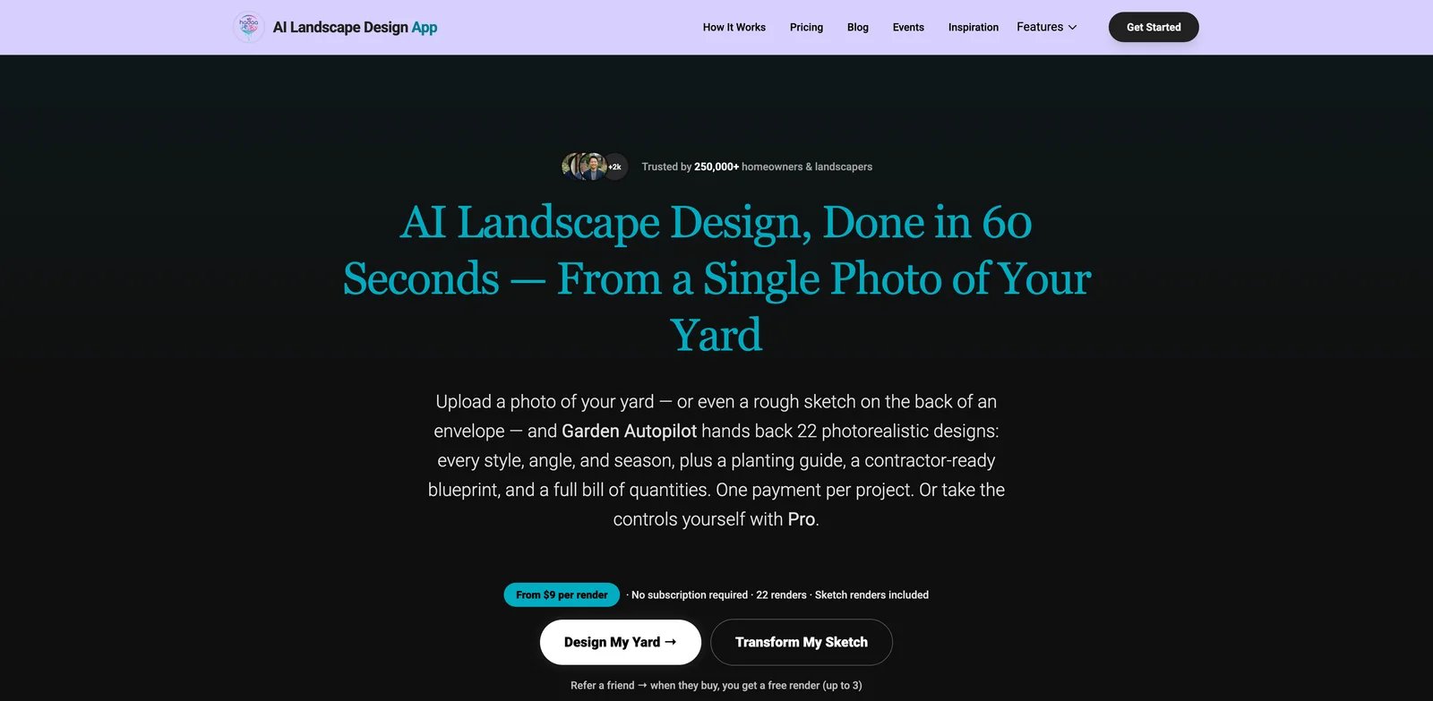 Hadaa interface showing AI landscape design with plant guidance