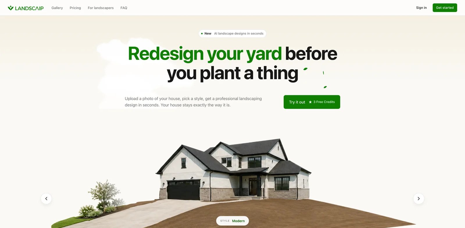Landscaip interface showing garden and hardscape concept generation