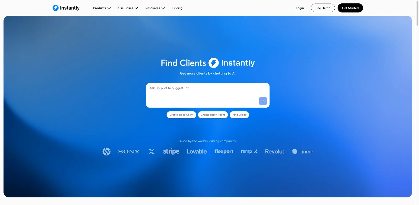 Instantly interface showing lead finder and cold email campaigns