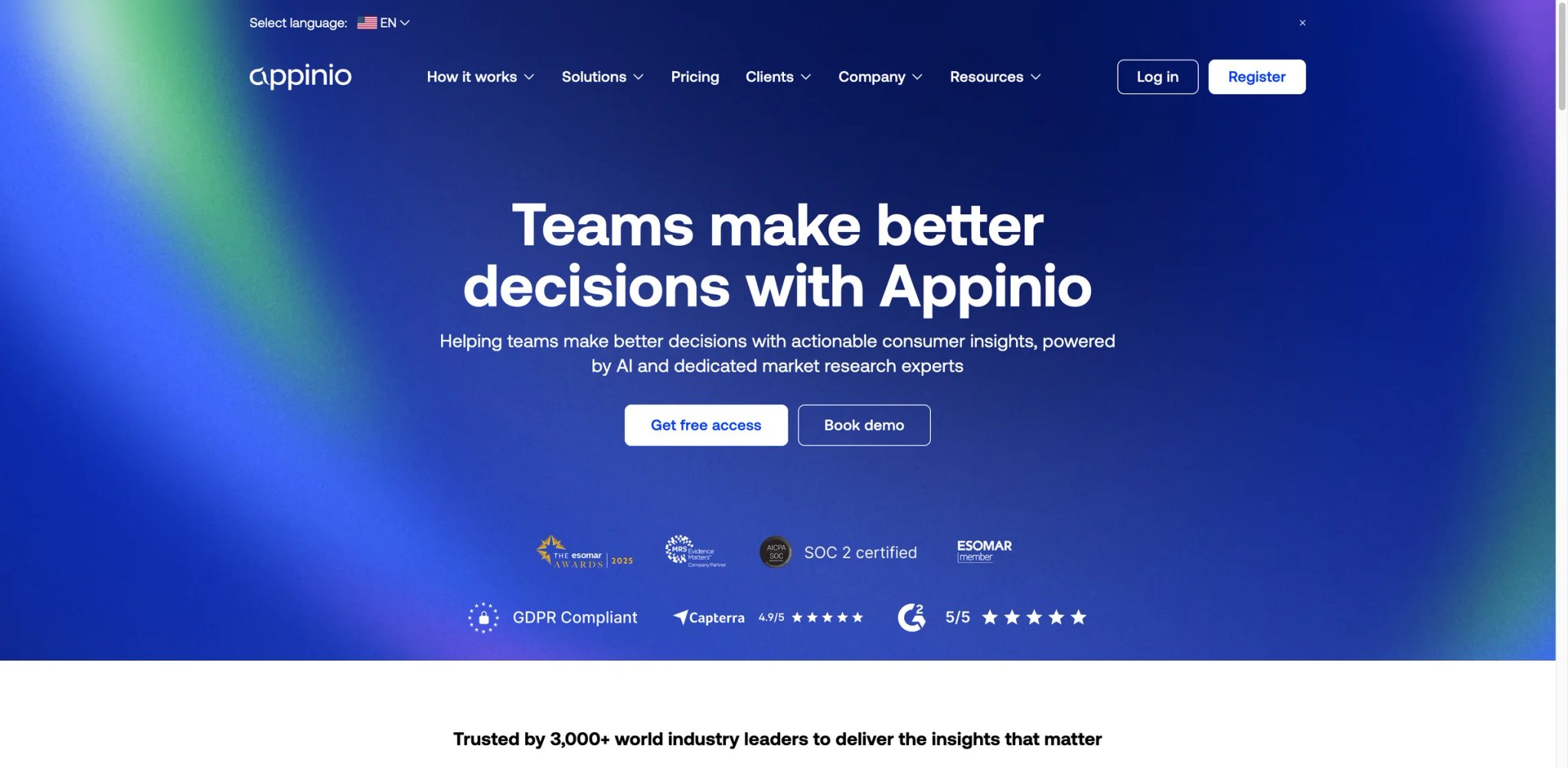 Appinio interface showing a live global consumer survey dashboard