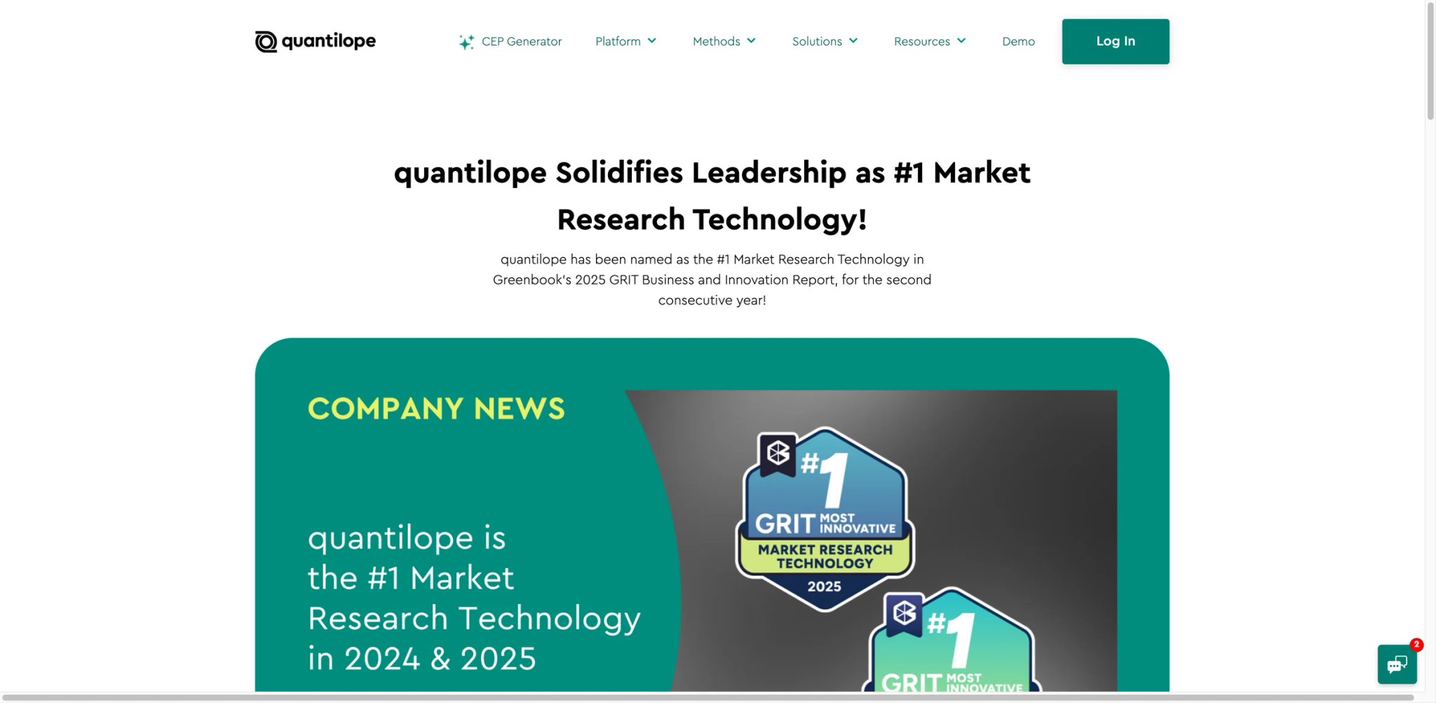 Quantilope interface showing an automated MaxDiff study with Quinn AI copilot