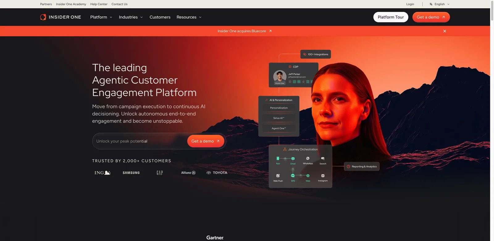 Insider One interface showing cross-channel customer journey orchestration