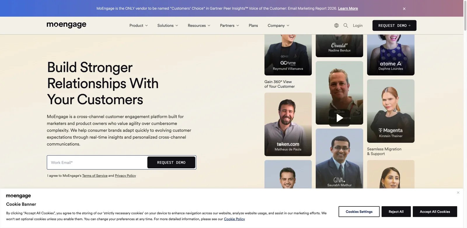 MoEngage interface showing Merlin AI customer engagement journeys