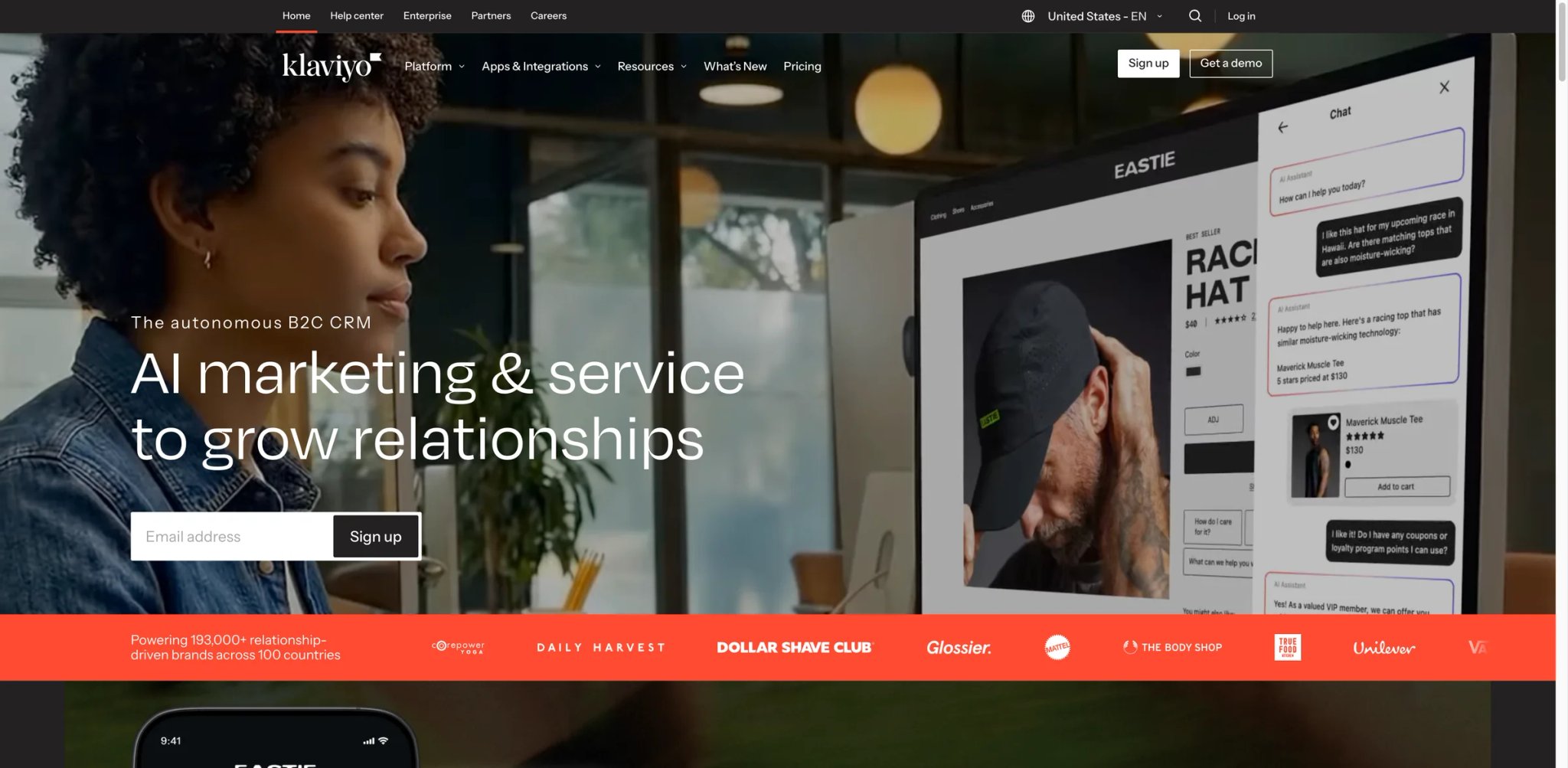 Klaviyo interface showing ecommerce email flow with segmentation