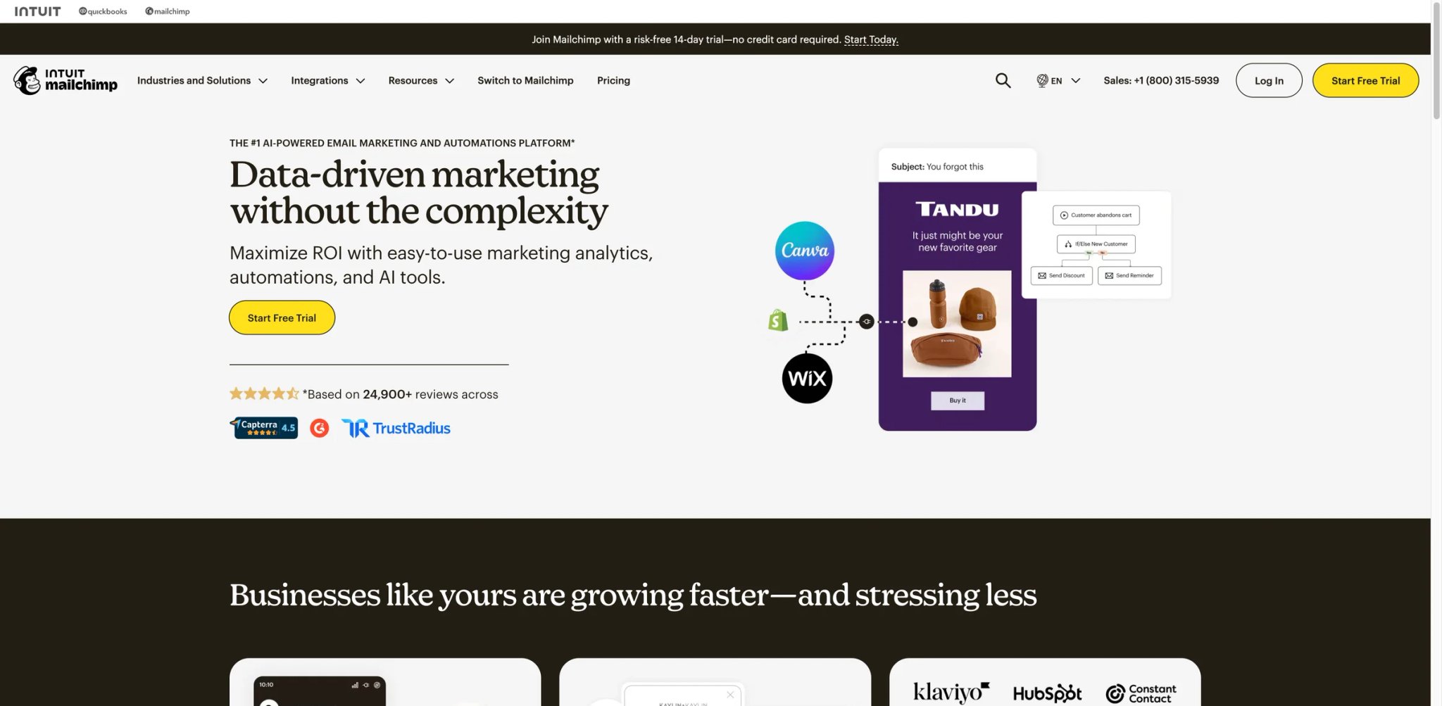 Mailchimp interface showing email campaign editor and audience dashboard