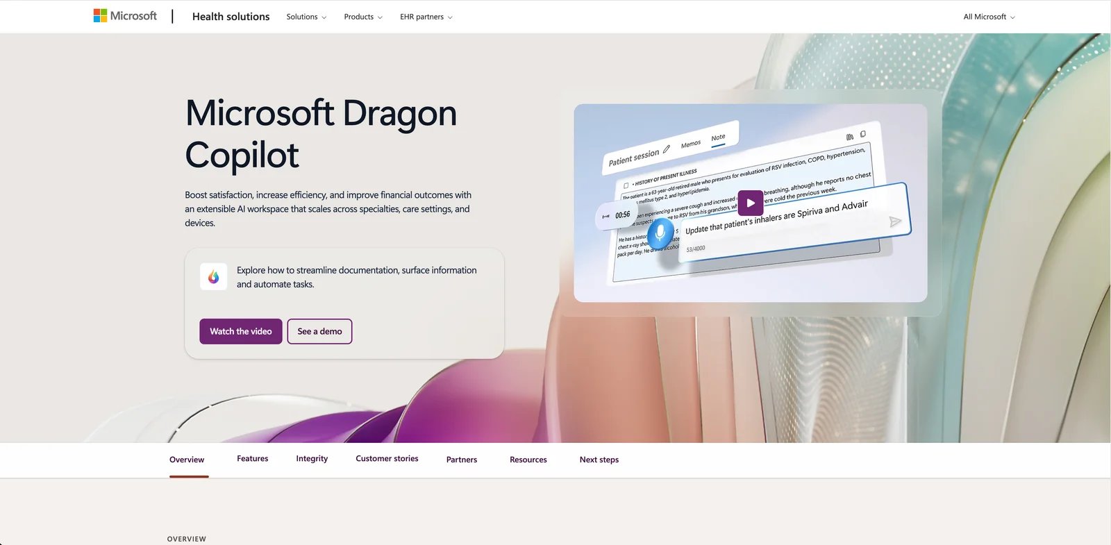 Microsoft Dragon Copilot medical documentation assistant