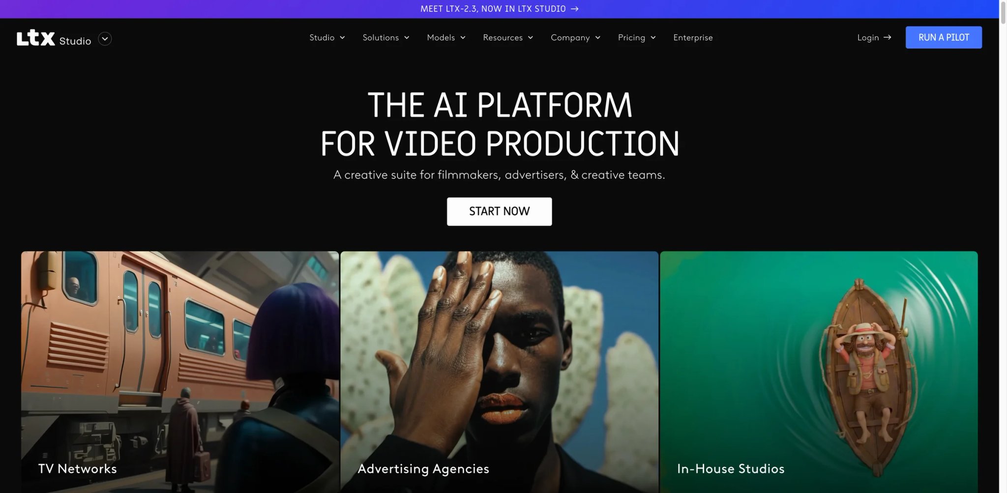 LTX Studio interface showing cinematic timeline with audio-to-video generation