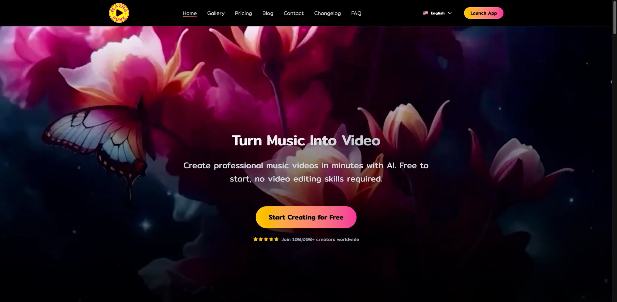 Plazmapunk interface showing style picker and upload-to-video flow