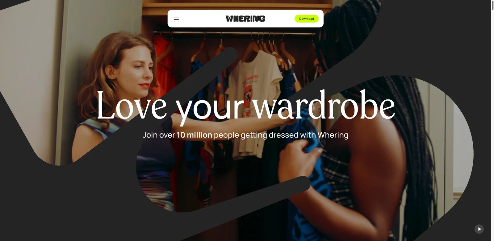 Whering interface showing social digital closet and outfit planner