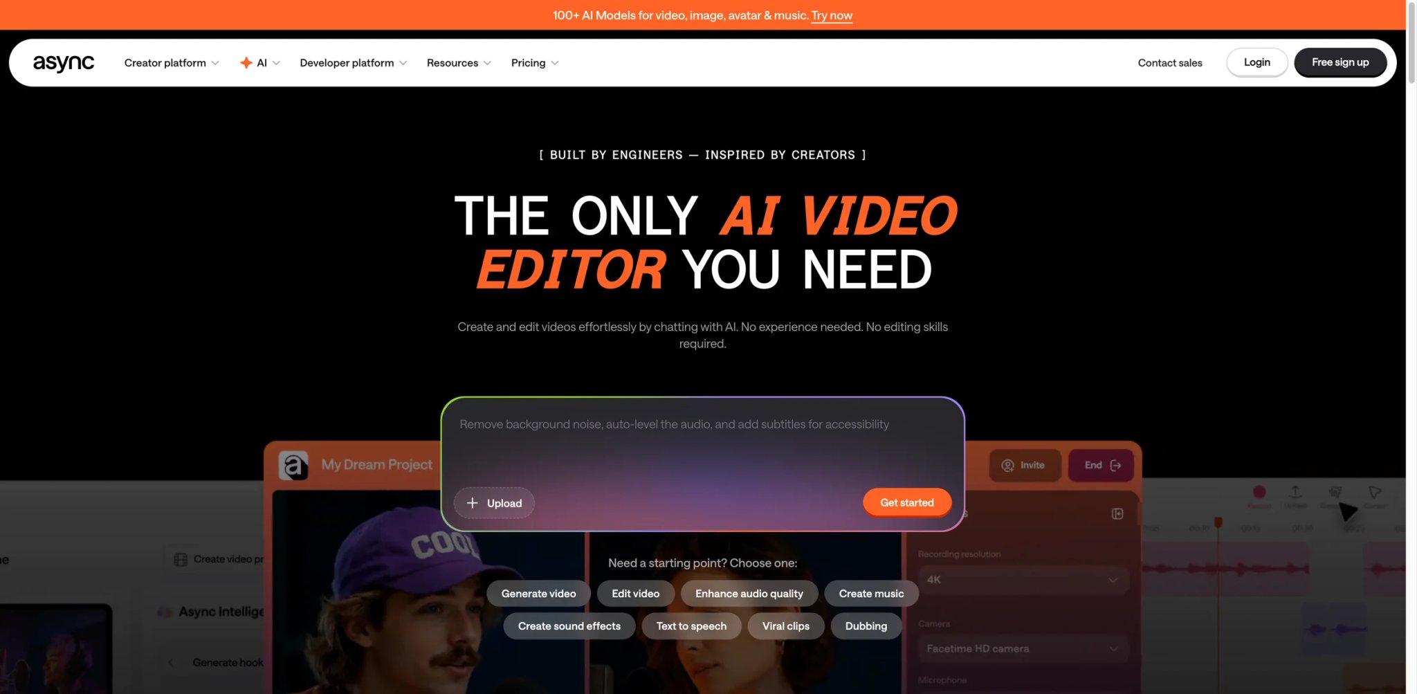 Podcastle interface showing AI podcast recording, editing, and voice generation workspace