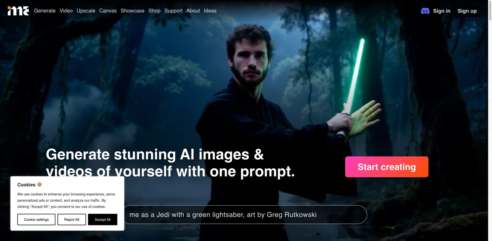 ImagineMe interface showing personal AI model portrait generation from uploaded photos